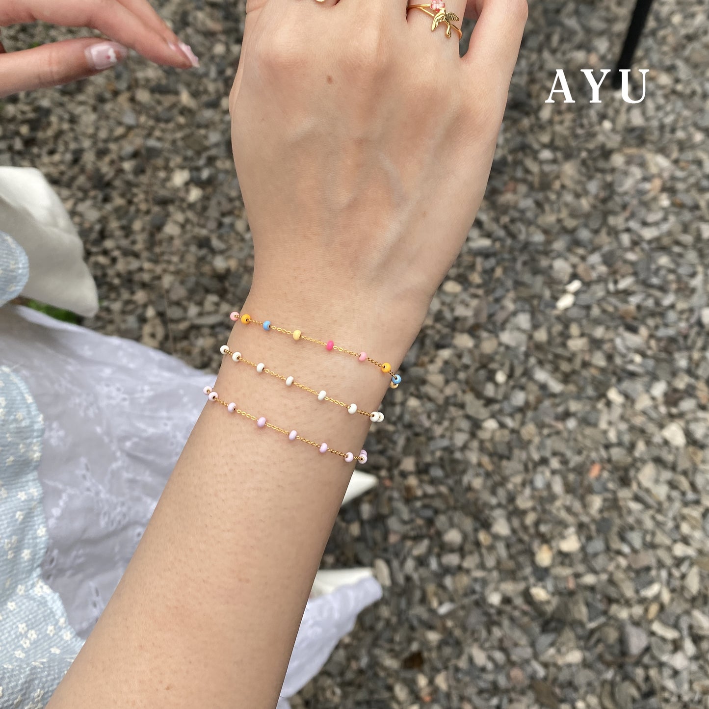 AYU Gelang Emas - Dot Dot Chain Bracelet 17k Rose Gold