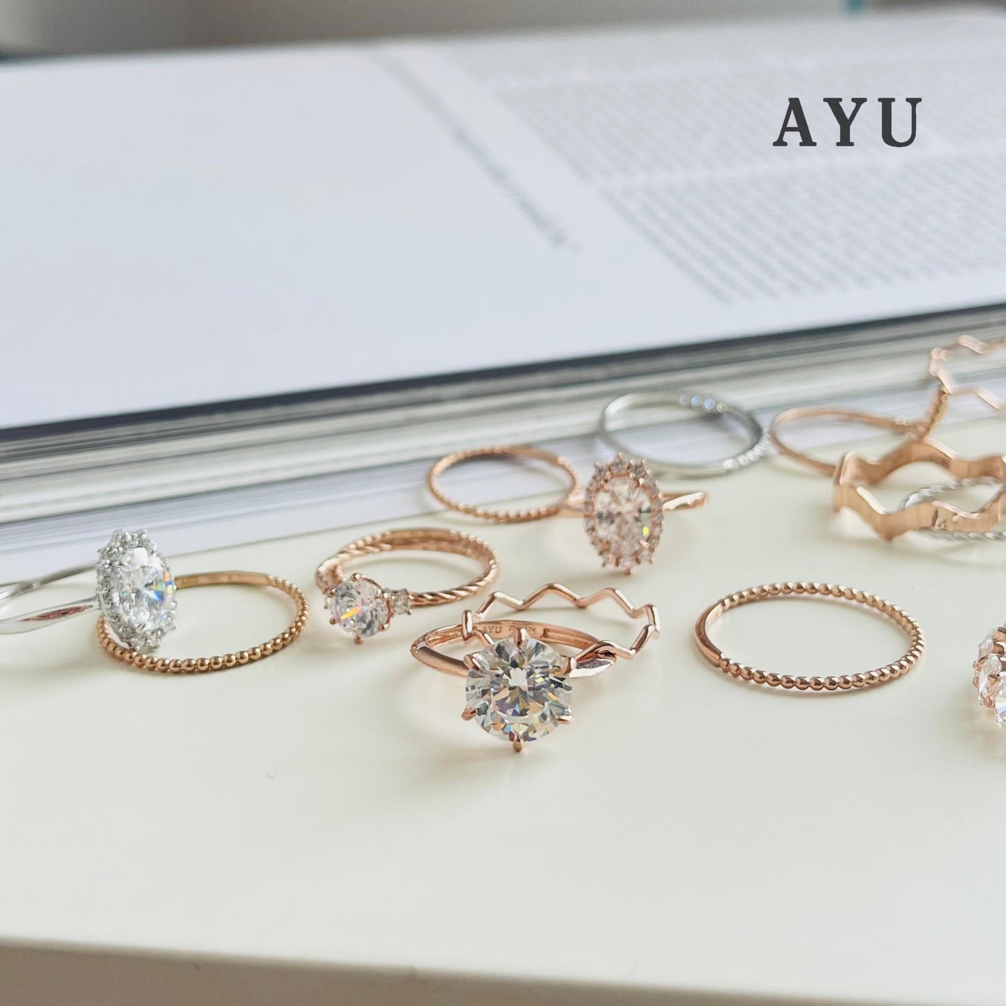 AYU Cincin Emas - Glam Gigi 6 Prong Solitaire 17K Rose Gold