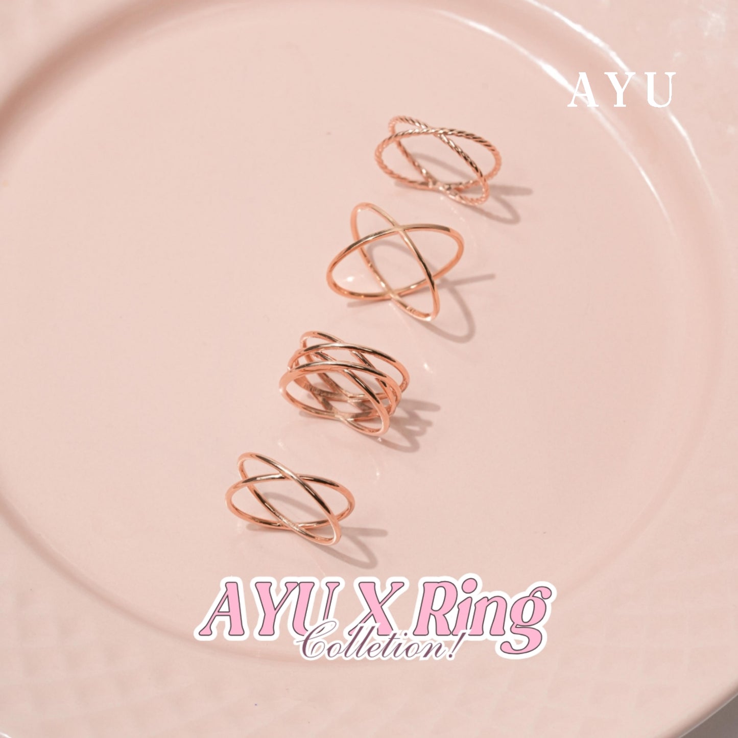 AYU Cincin Emas - Gold Double X Ring 17K Rose Gold