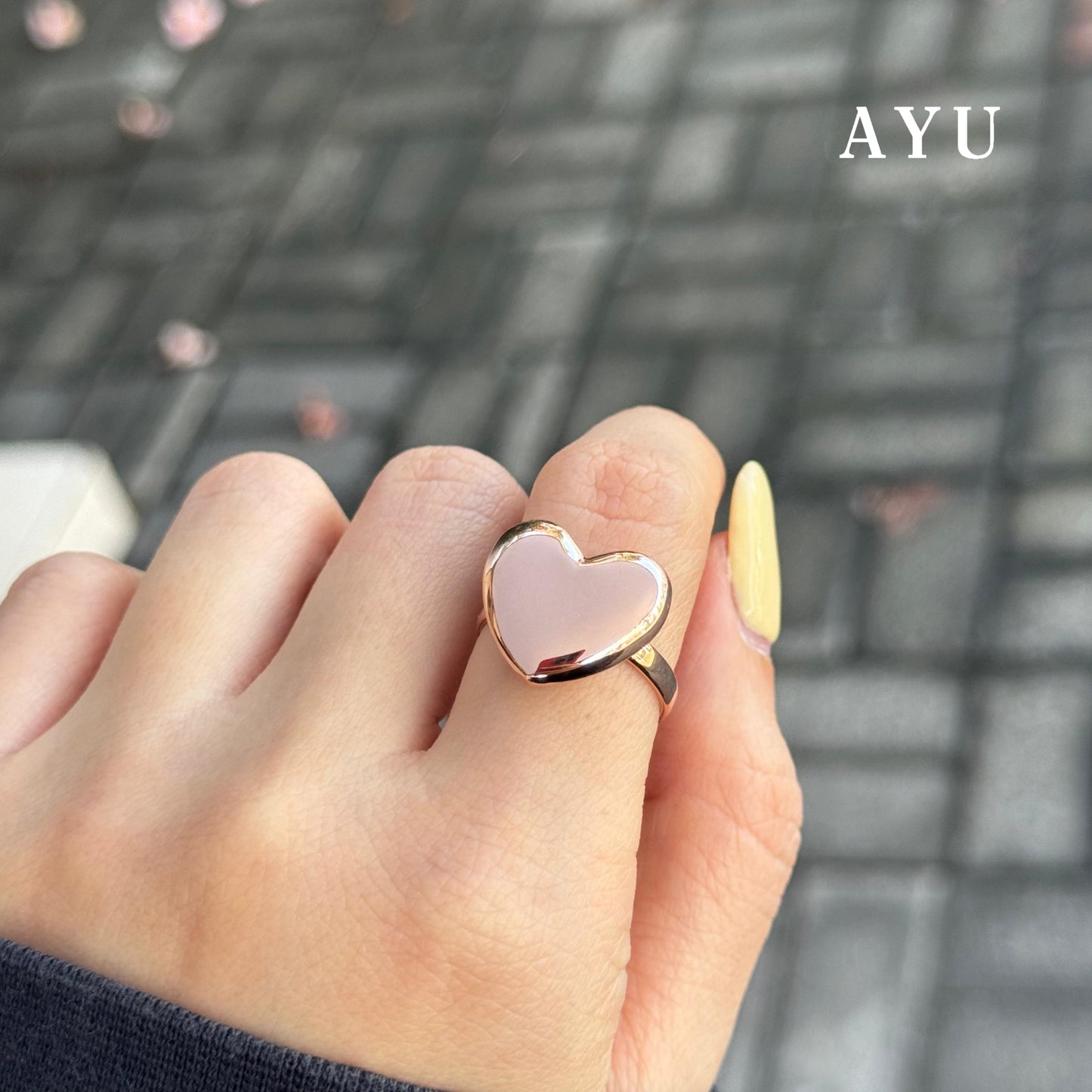 AYU Cincin Emas - Gold Chubby Heart Ring 17k Rose Gold