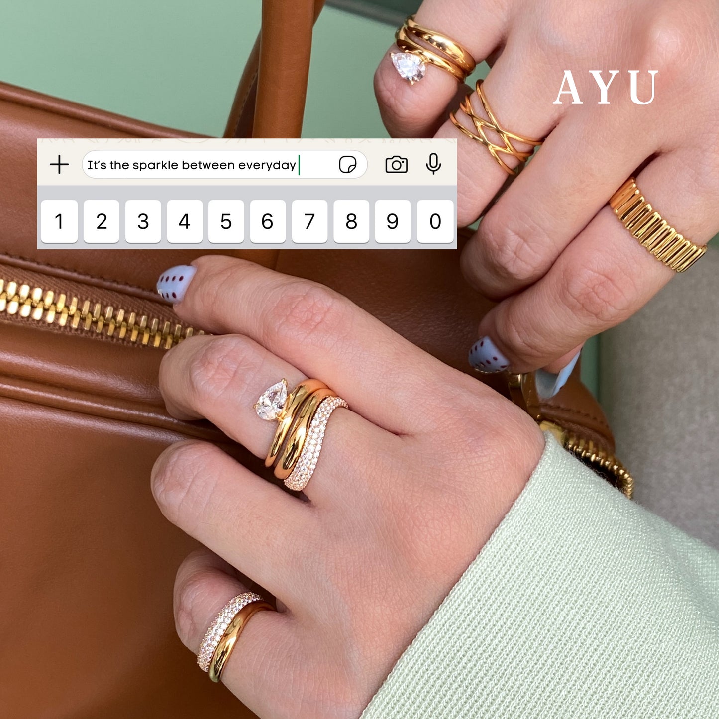 AYU Cincin Emas - Floating Teardrop Ring 16k Yellow Gold