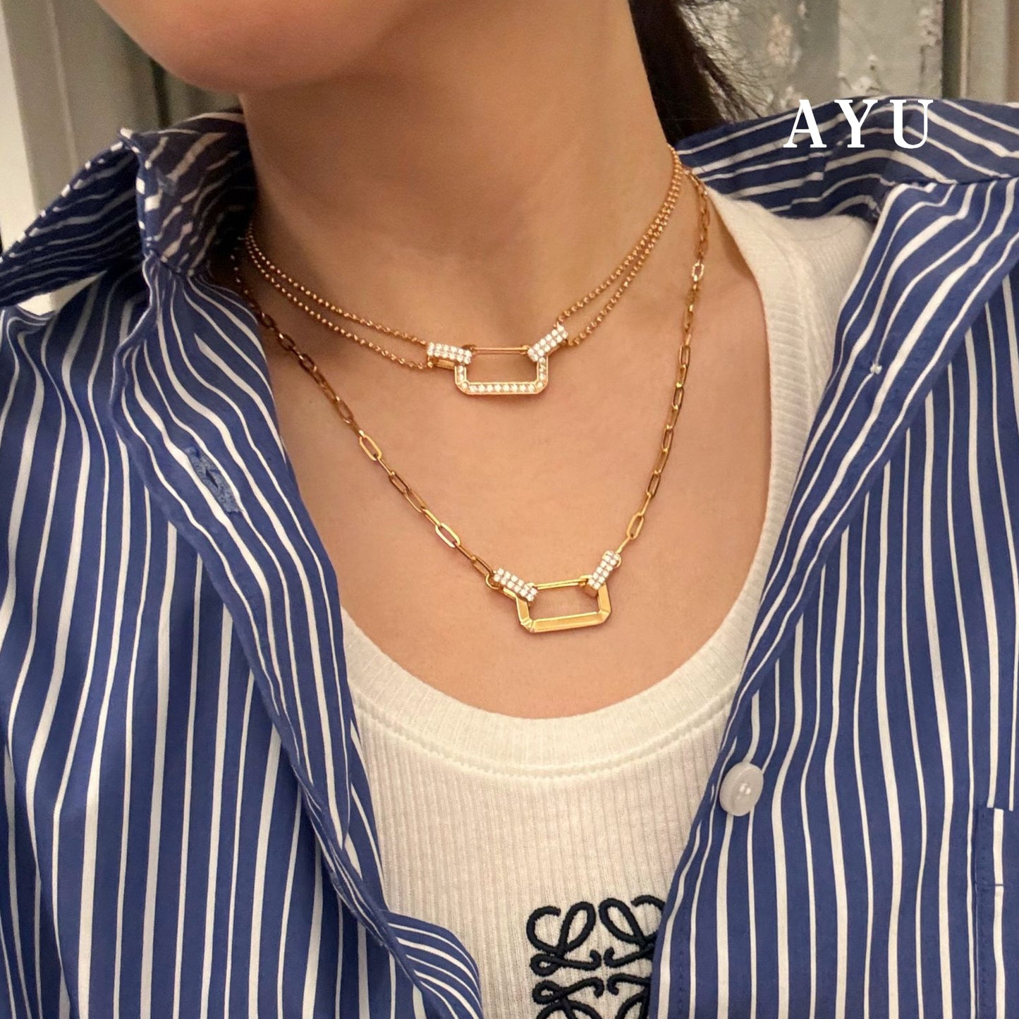 AYU Gold Clip On Pepper Beads Adjustable Necklace 16k Yellow Gold