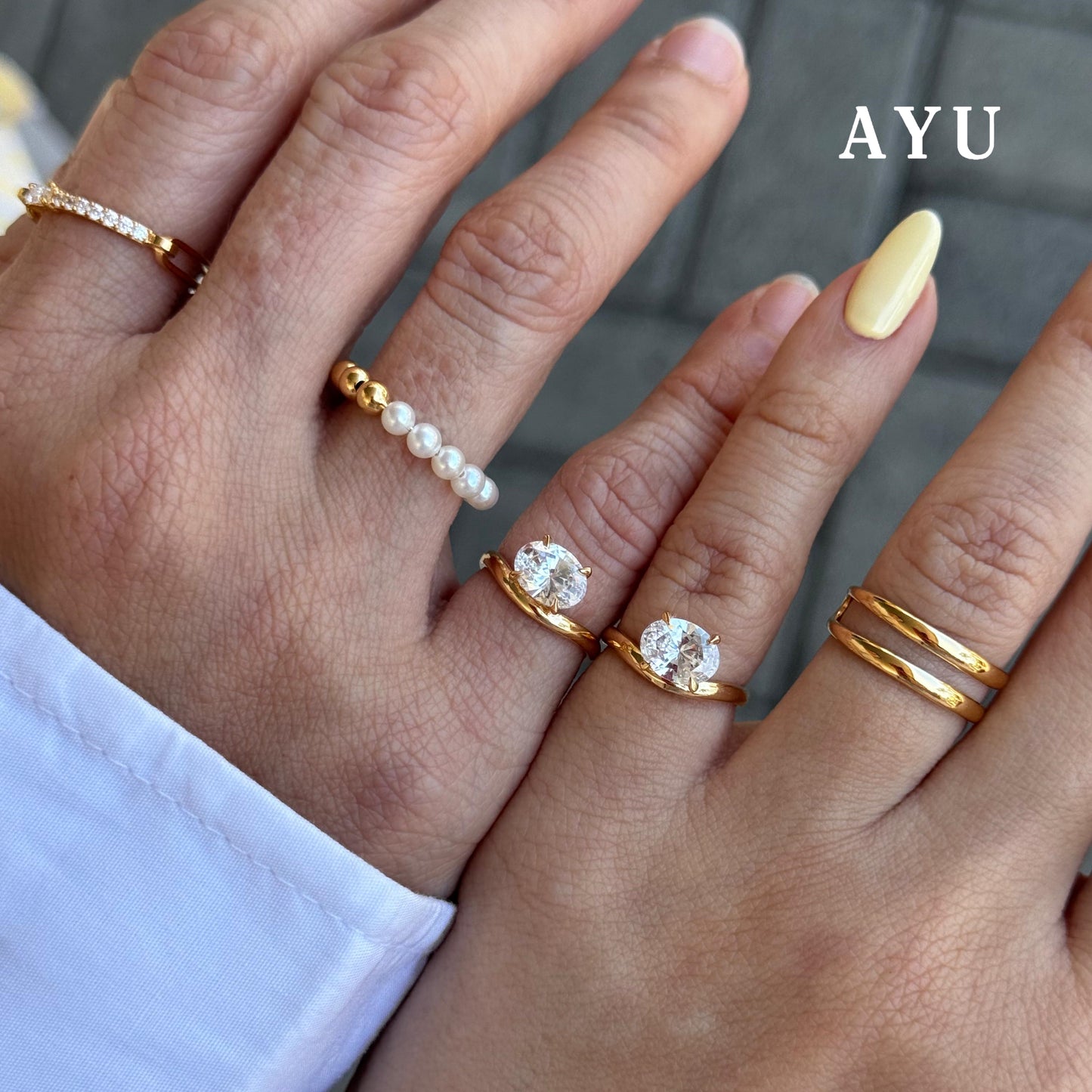 AYU Cincin Emas - Floating Oval Ring 17k Rose Gold
