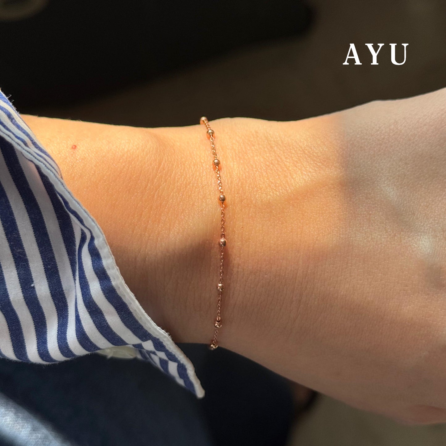 AYU Gelang Emas - Spaced Mini Boba Bracelet 17k Rose Gold