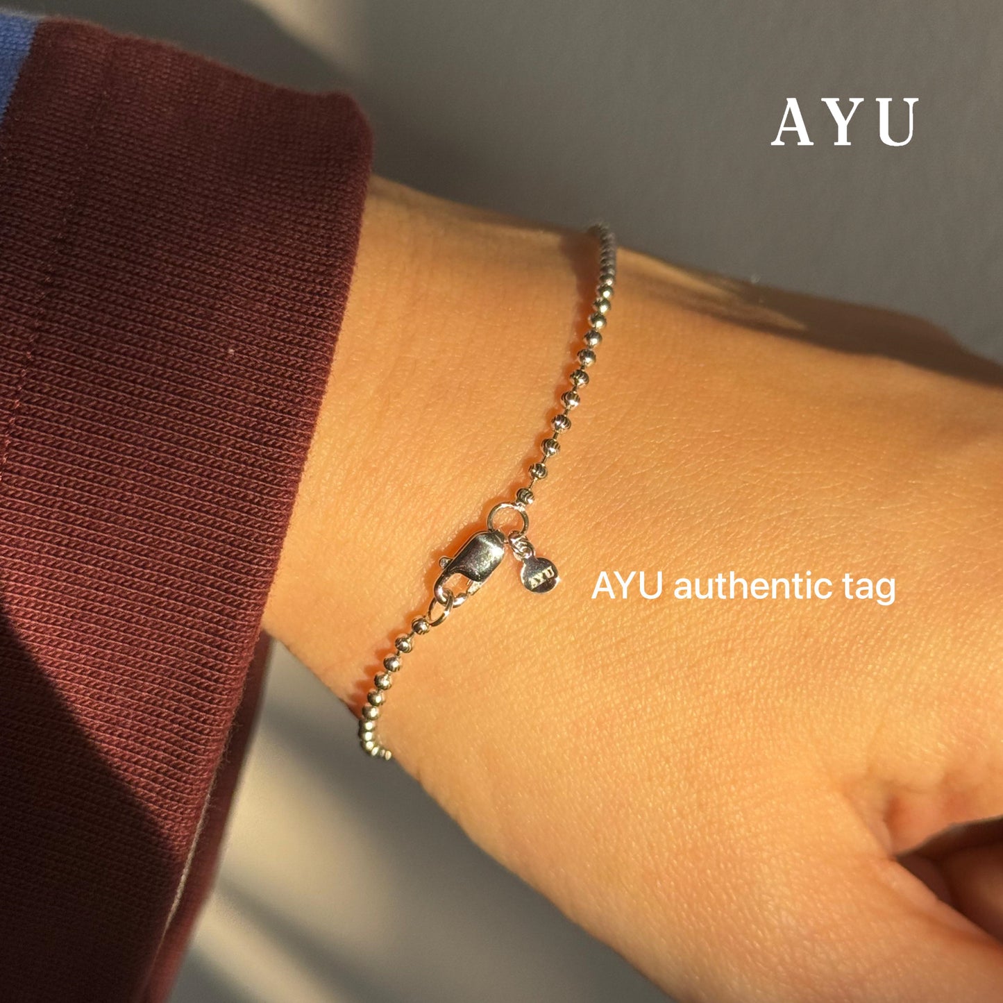 AYU Gelang Emas - Pepper Beads Chain Bracelet 17k Rose Gold