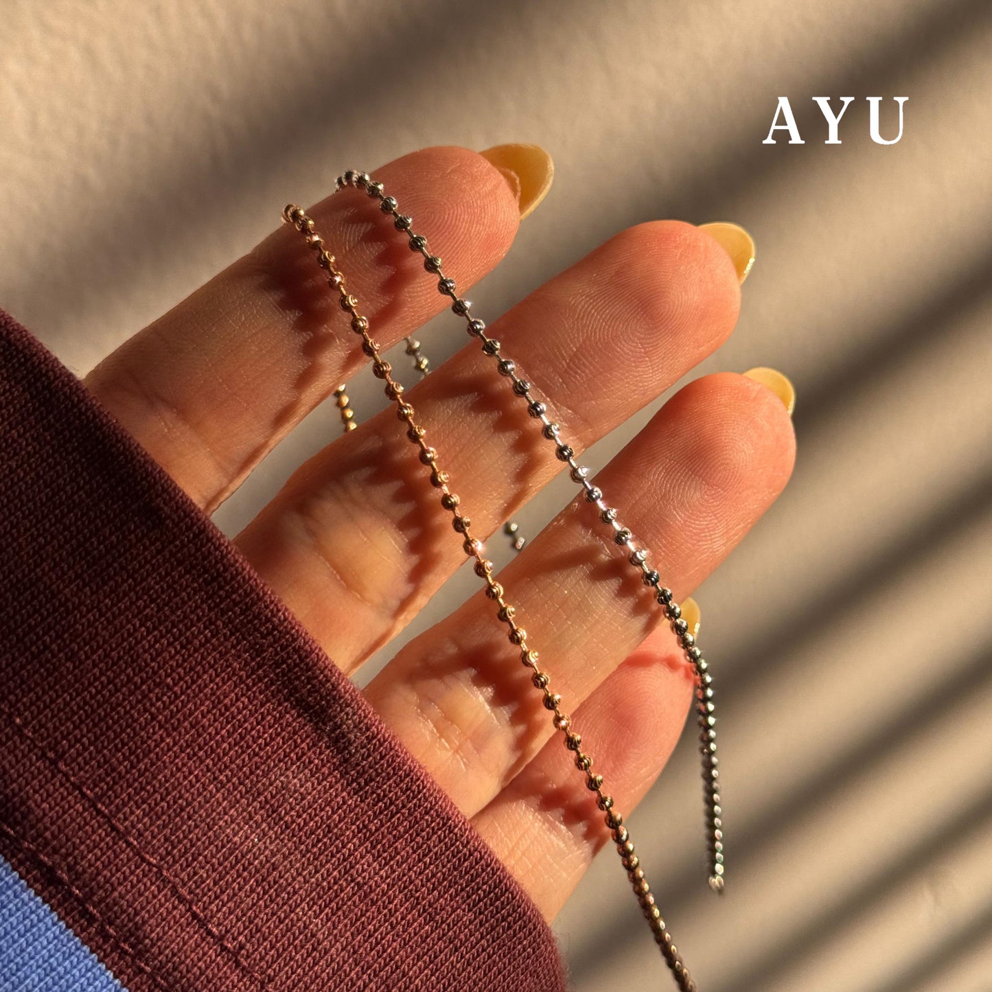 AYU Gelang Emas - Pepper Beads Chain Bracelet 16k Yellow Gold