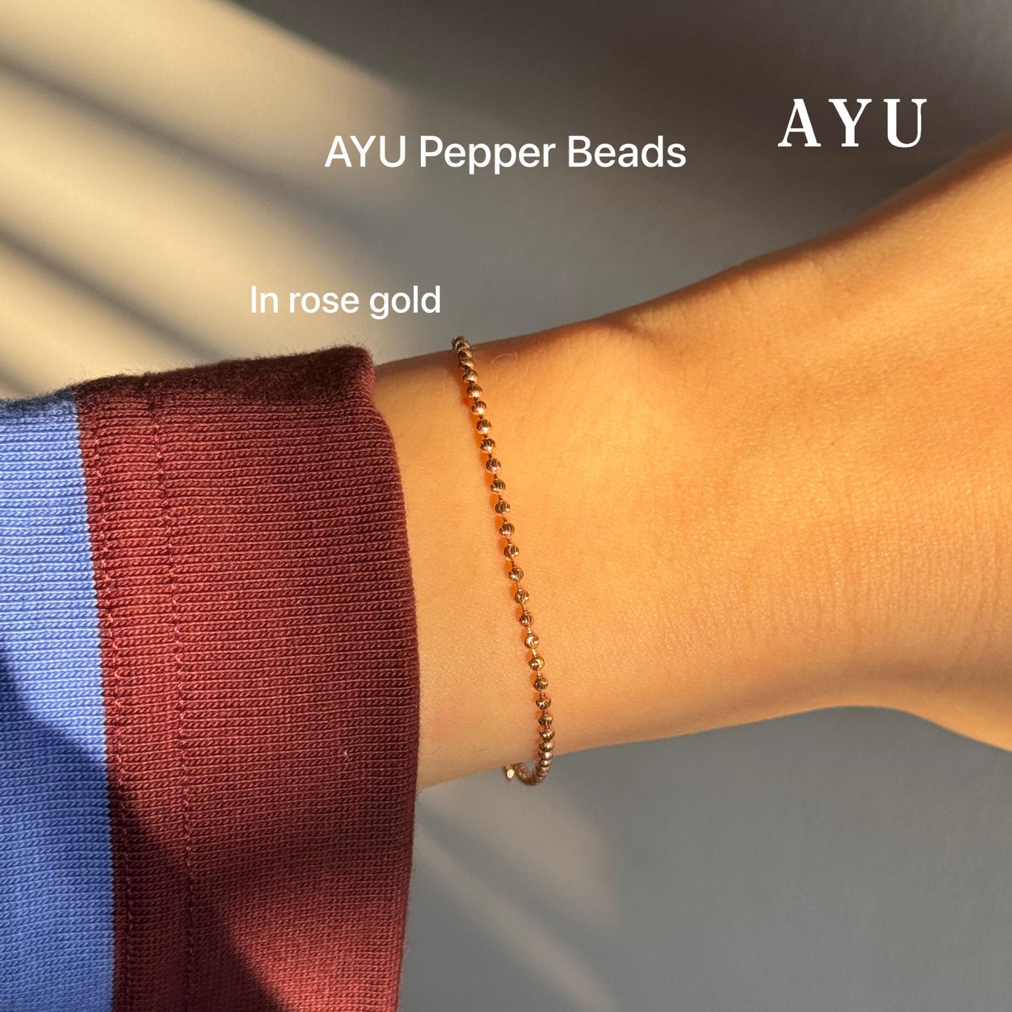 AYU Gelang Emas - Pepper Beads Chain Bracelet 16k Yellow Gold