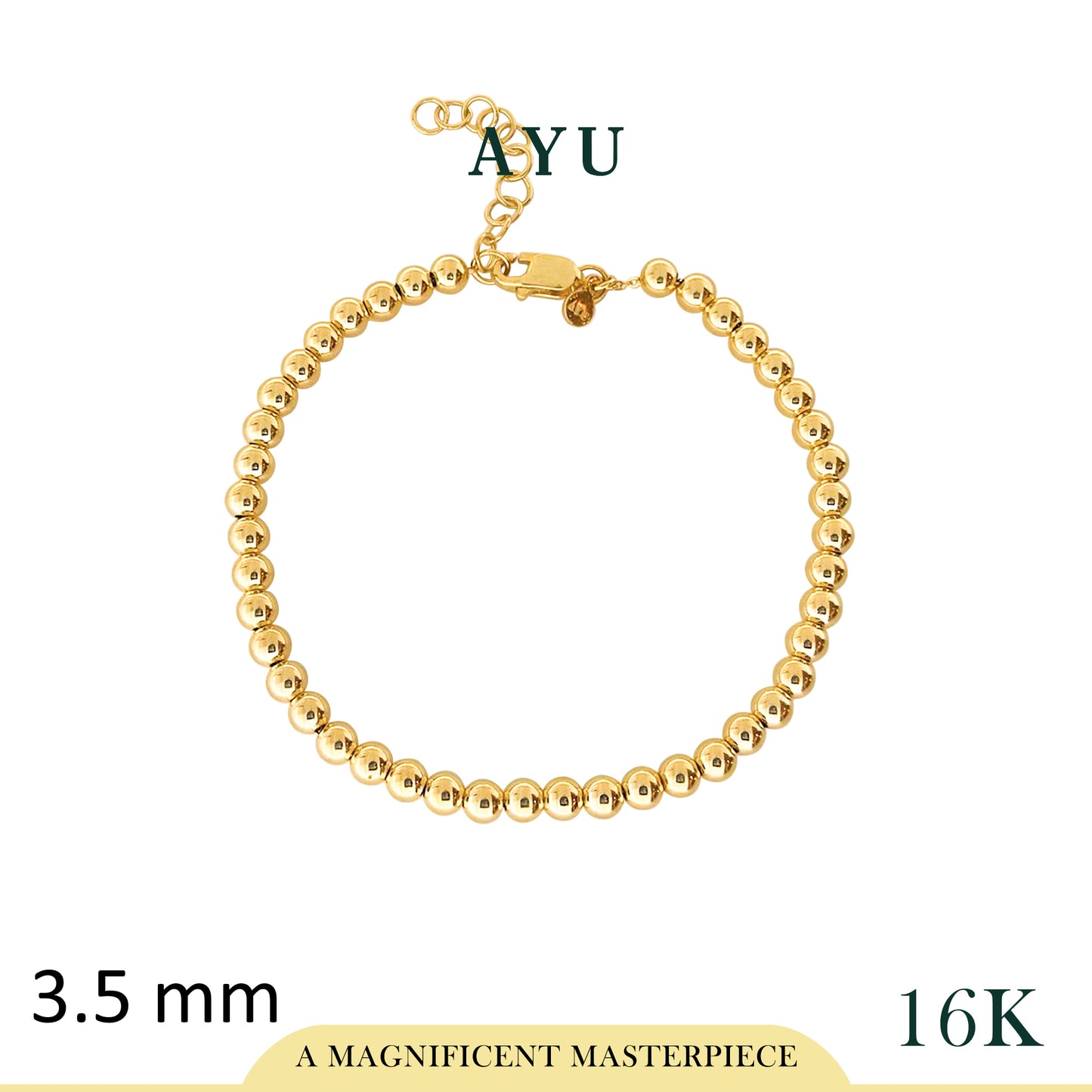 AYU Gelang Emas - Gold Boba Bracelet 16k Yellow Gold