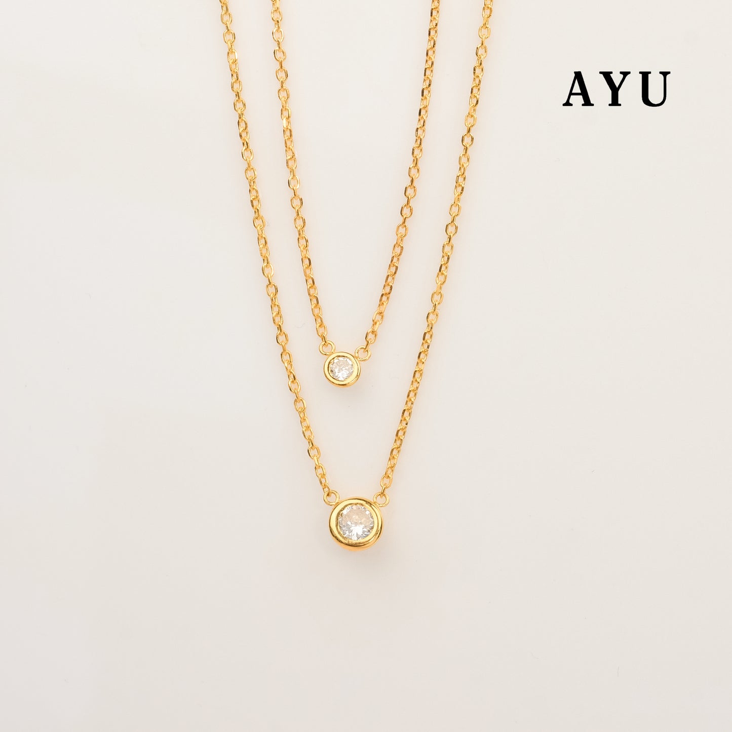 AYU Mini Bezel Chain Necklace 16K Yellow Gold