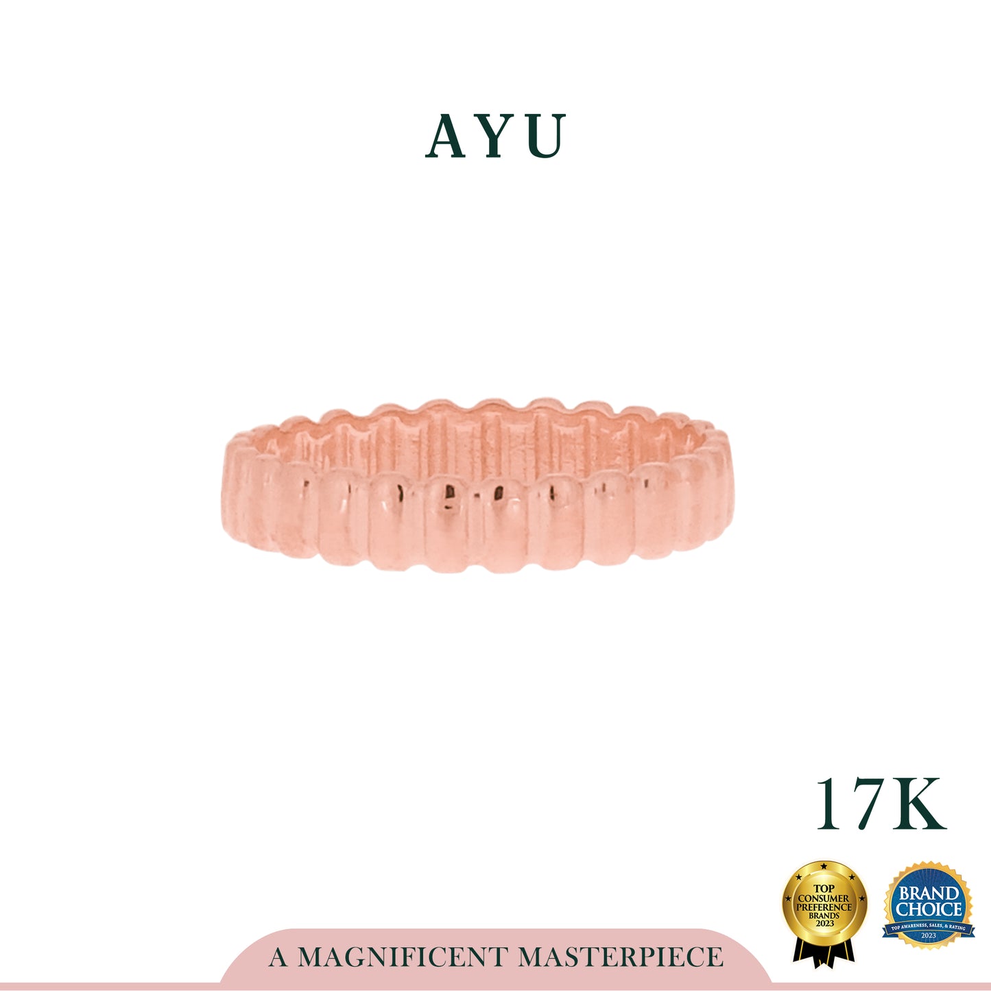AYU Cincin Emas - Small Gold Eclaire Stack 17k Rose Gold