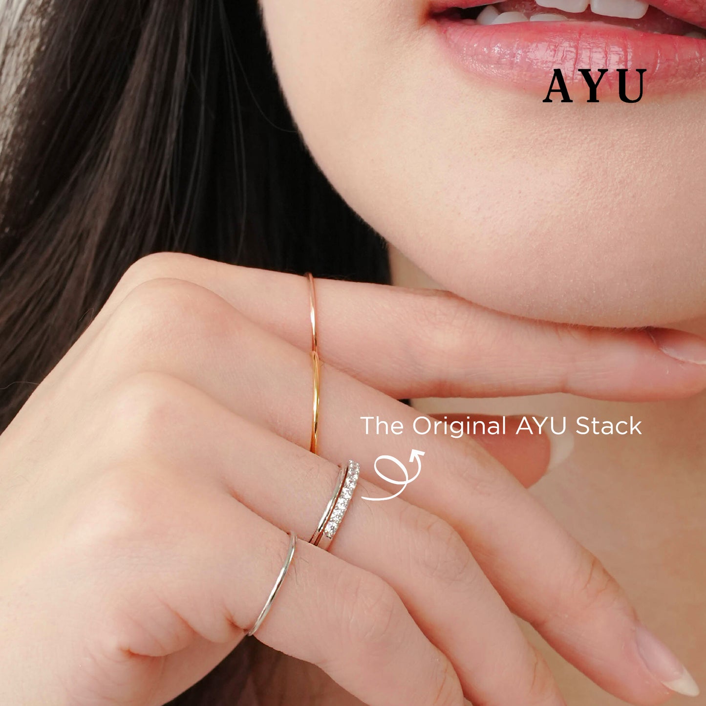 AYU Cincin Emas - Golden Benang Ring 17k Rose Gold