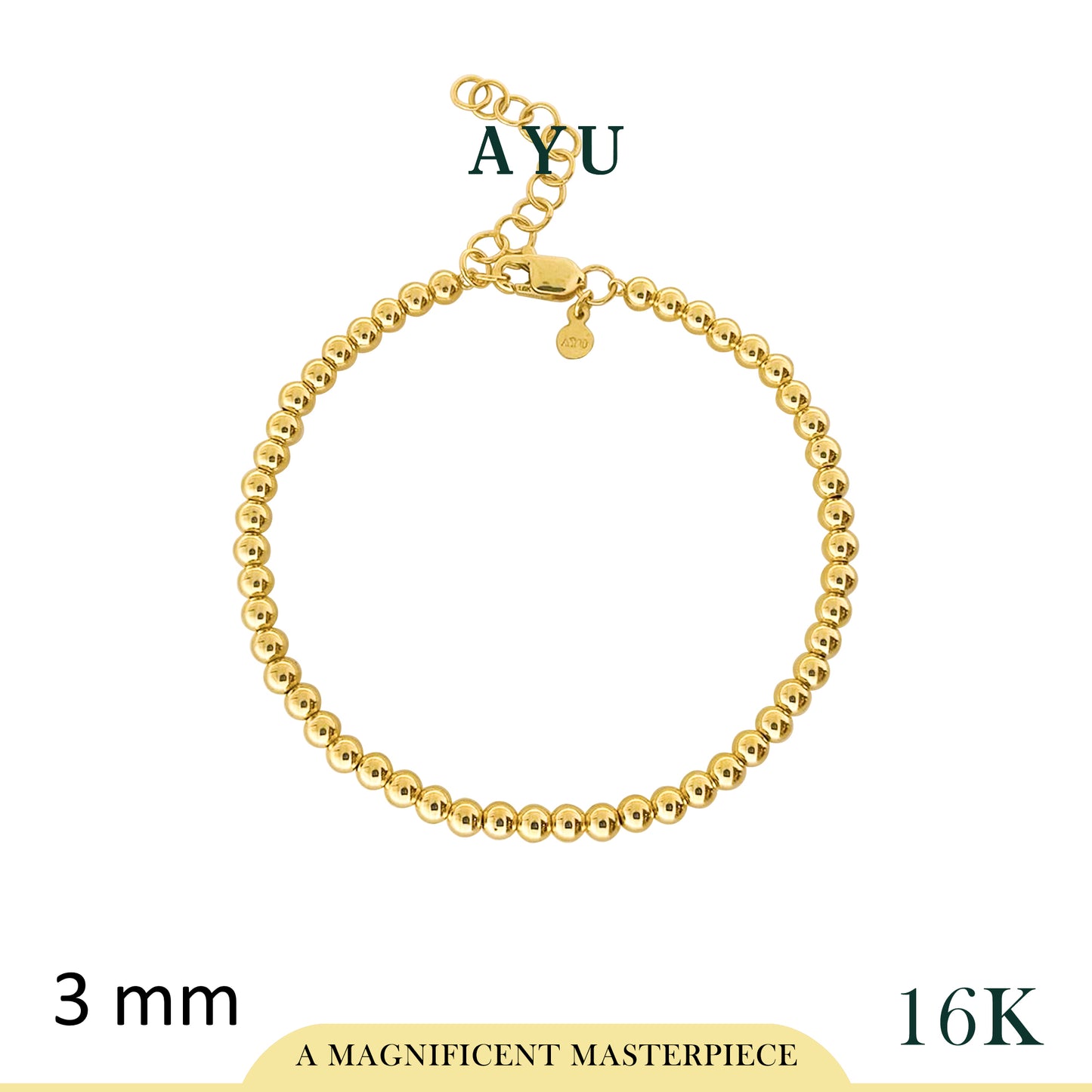 AYU Gelang Emas - Gold Boba Bracelet 16k Yellow Gold