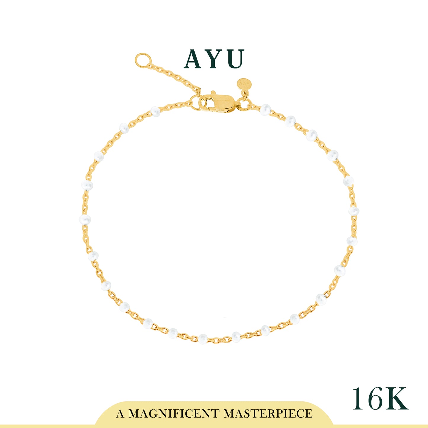 AYU Gelang Emas - Mini Pearl Chain Bracelet 16k Yellow Gold