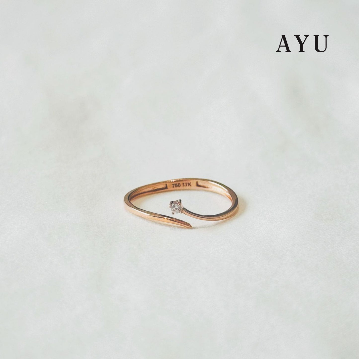 AYU Cincin Emas - Mini Solitaire Wrap Open Ring 17K Rose Gold
