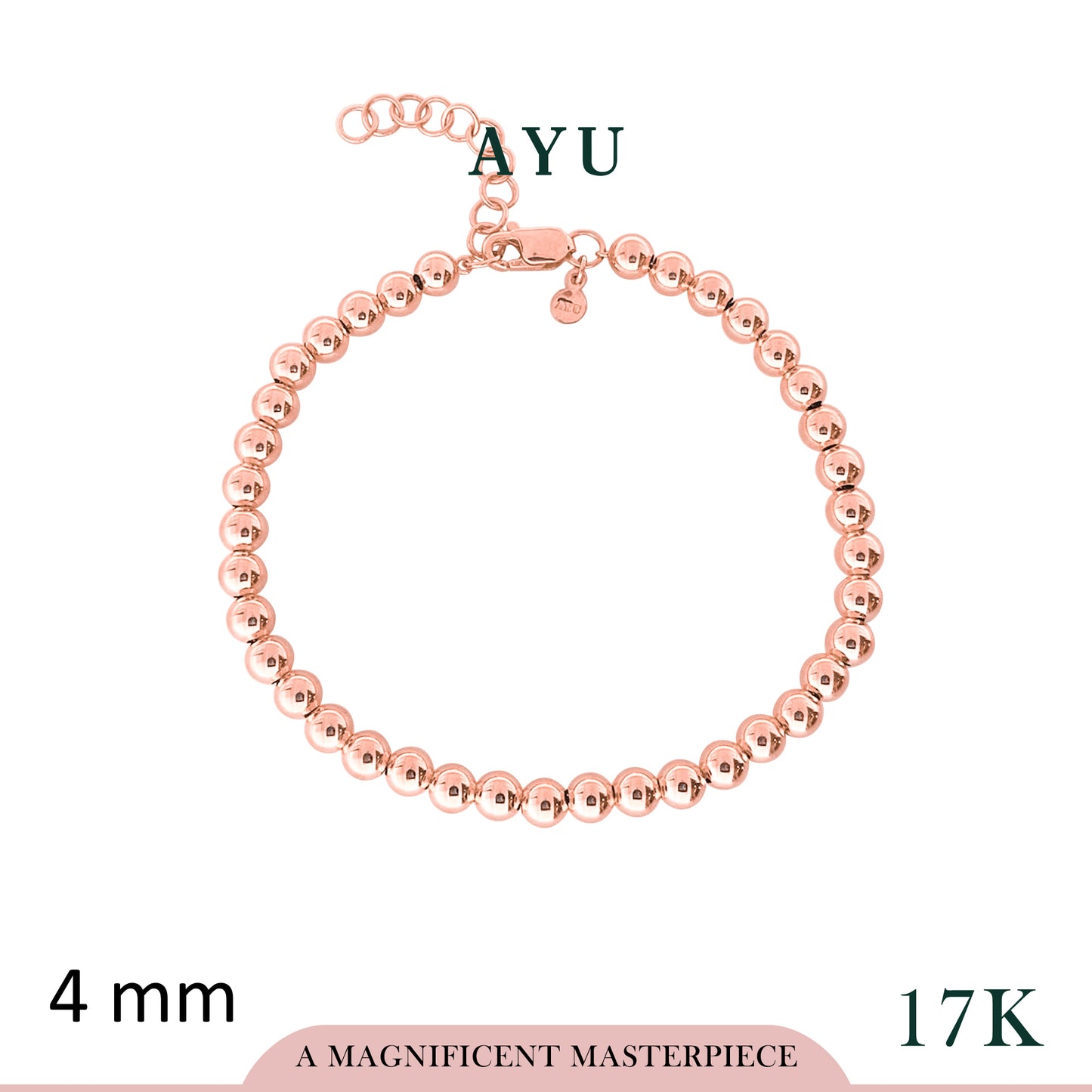AYU Gelang Emas - Gold Boba Bracelet 17k Rose Gold