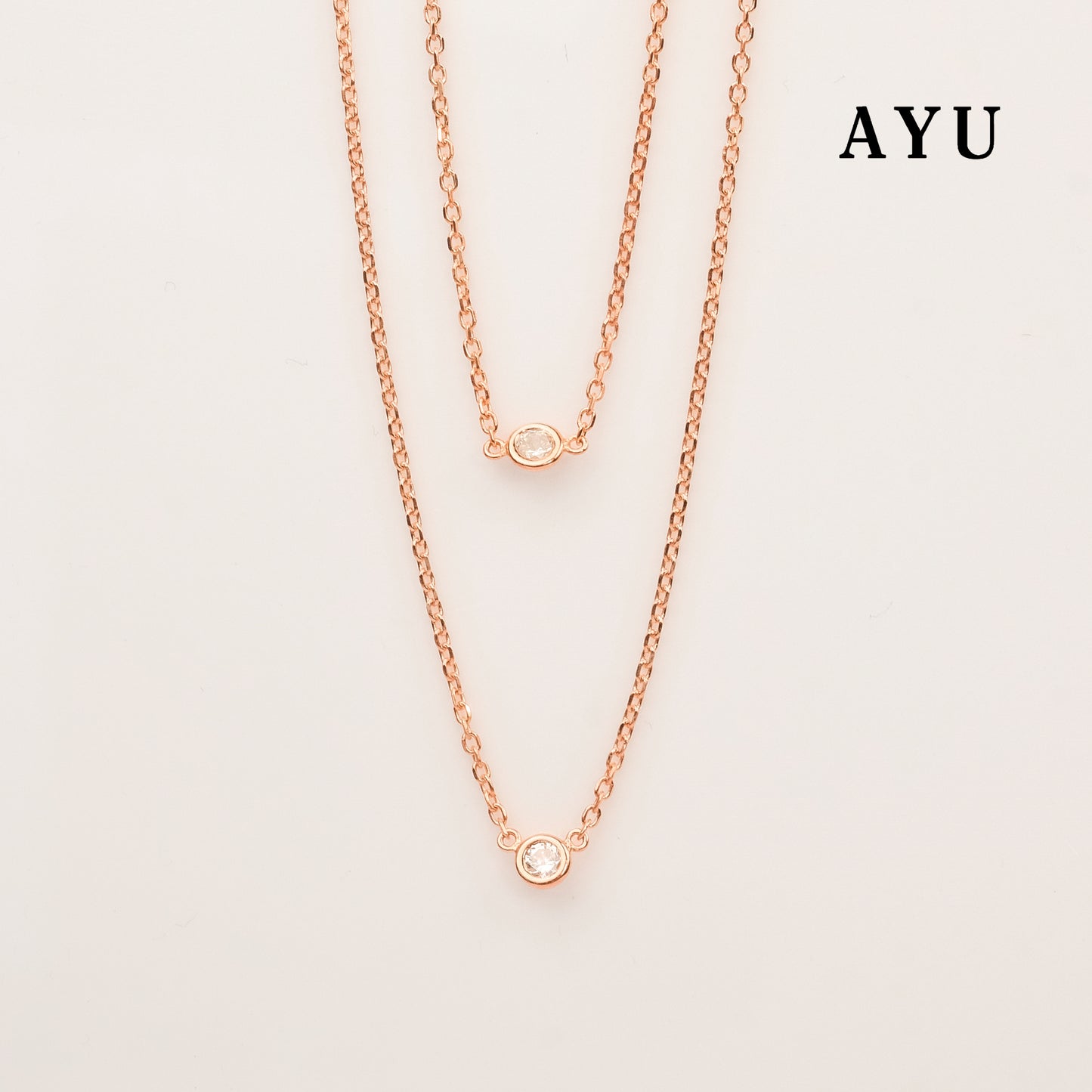 AYU Kalung Emas - Bezel Chain Necklace 17K Rose Gold