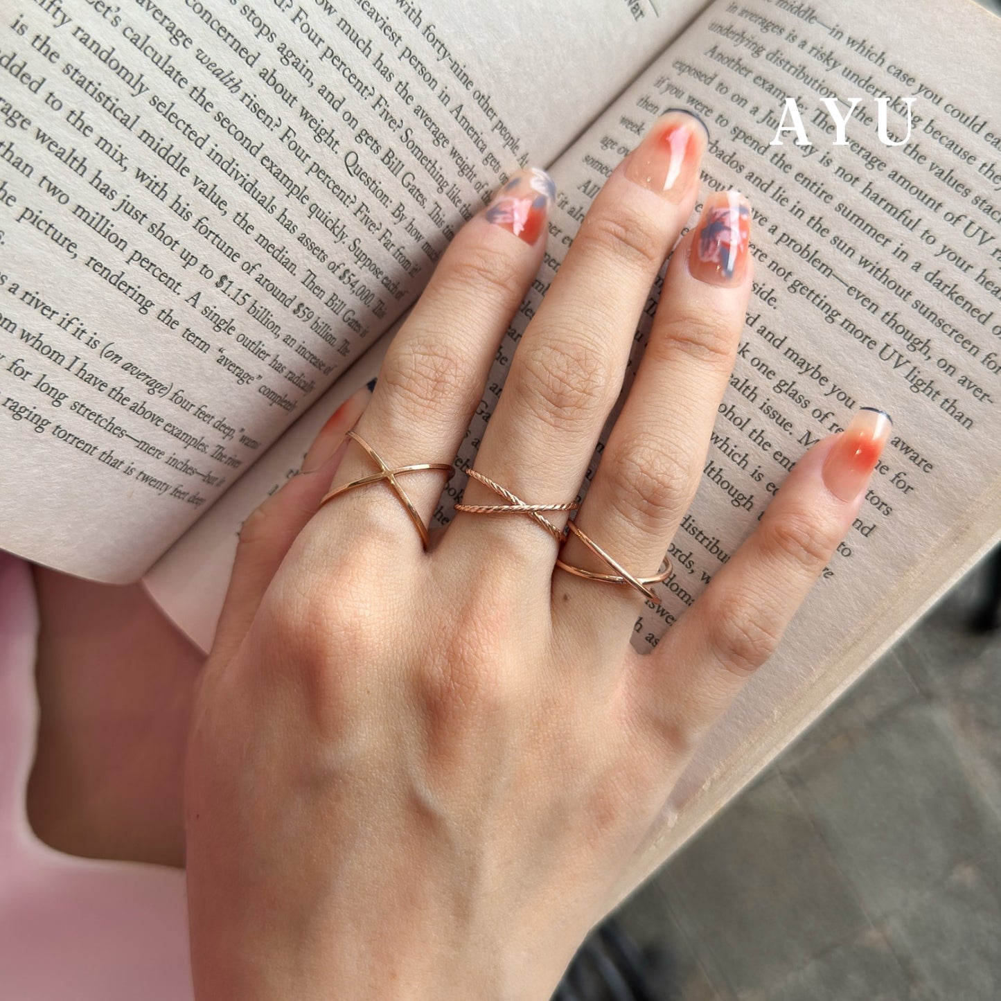 AYU Cincin Emas - Gold Double X Ring 17K Rose Gold