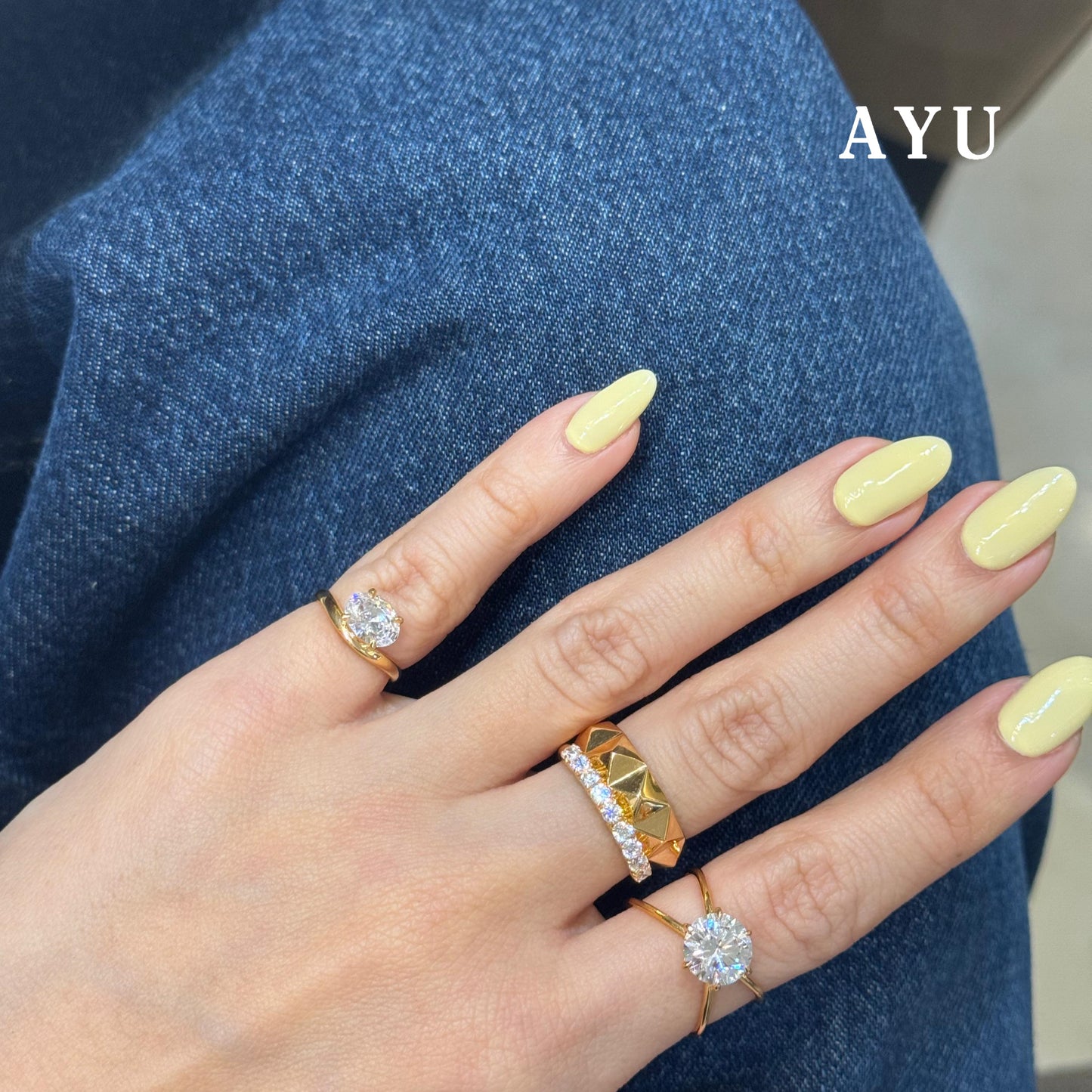 AYU Cincin Emas - Floating Oval Ring 17k Rose Gold