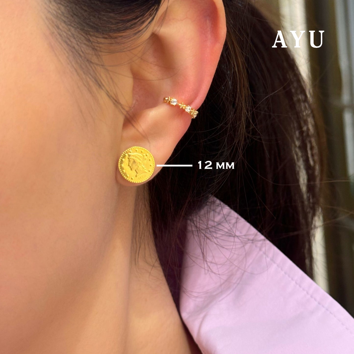 AYU Anting Emas Tindik - Dollar Studs 16K Yellow Gold