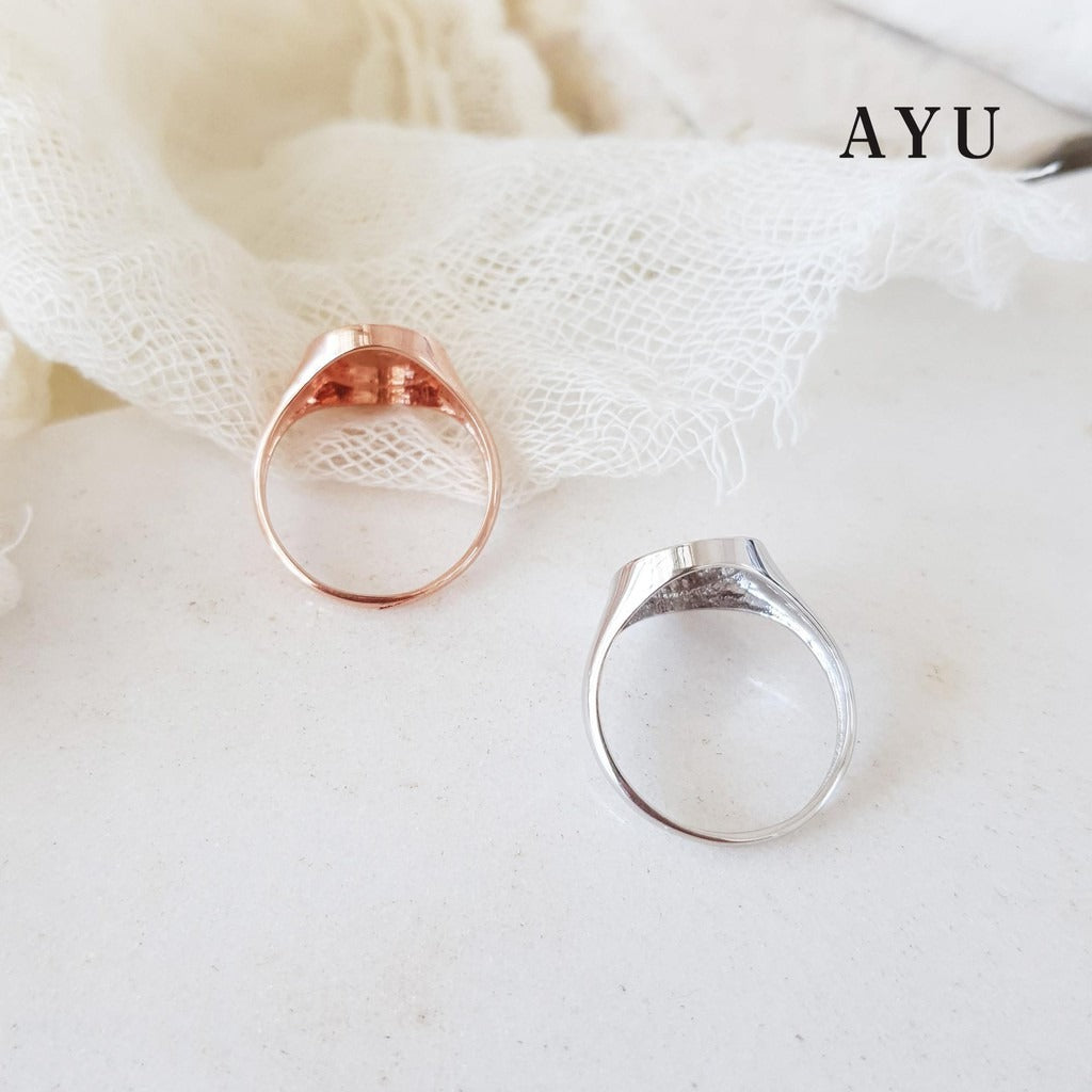 AYU Cincin Emas - Oval Signet Ring 17K Rose Gold