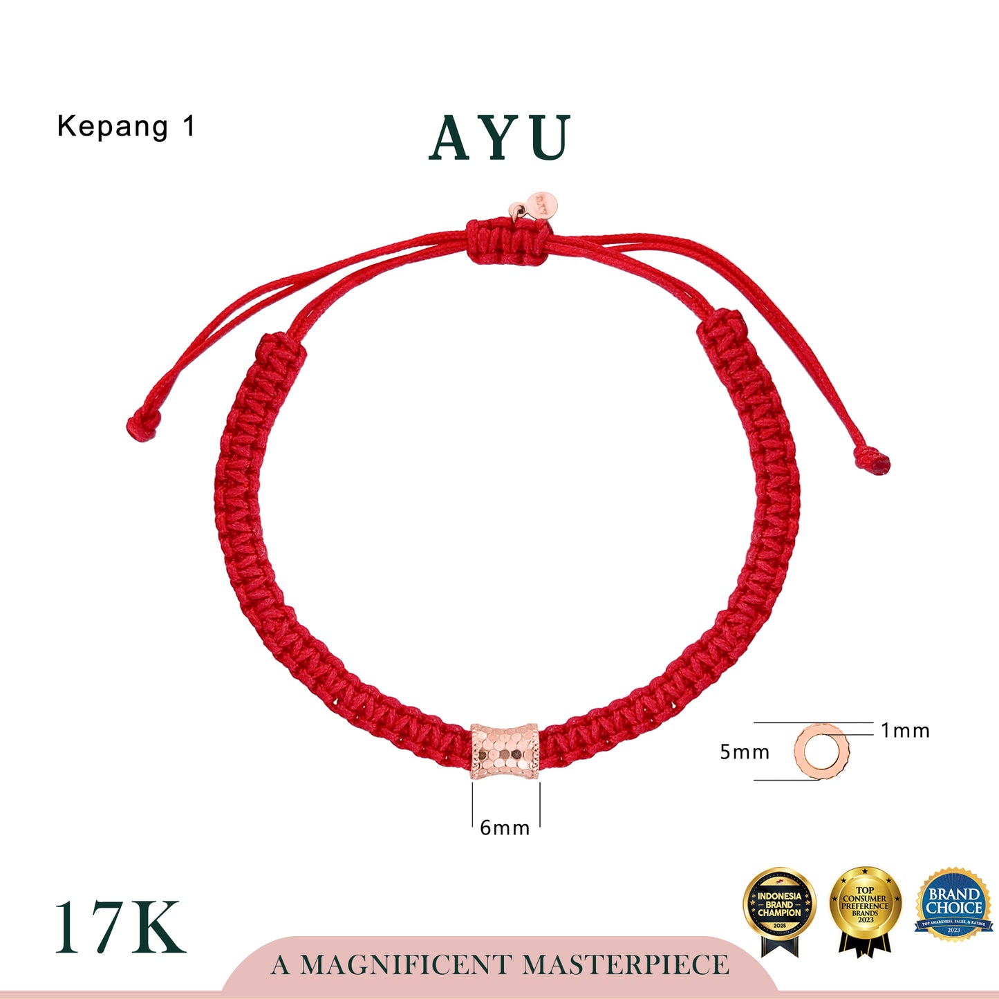 AYU Gold Bling Wheel Charm 17k Rose Gold (C)