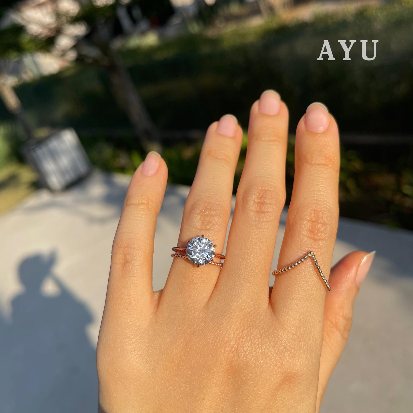 AYU Cincin Emas - Glam Gigi 6 Prong Solitaire 17K Rose Gold