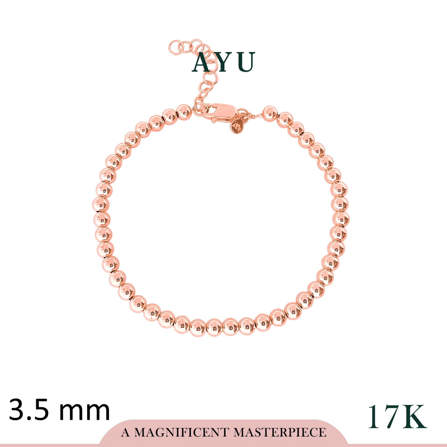 AYU Gelang Emas - Gold Boba Bracelet 17k Rose Gold