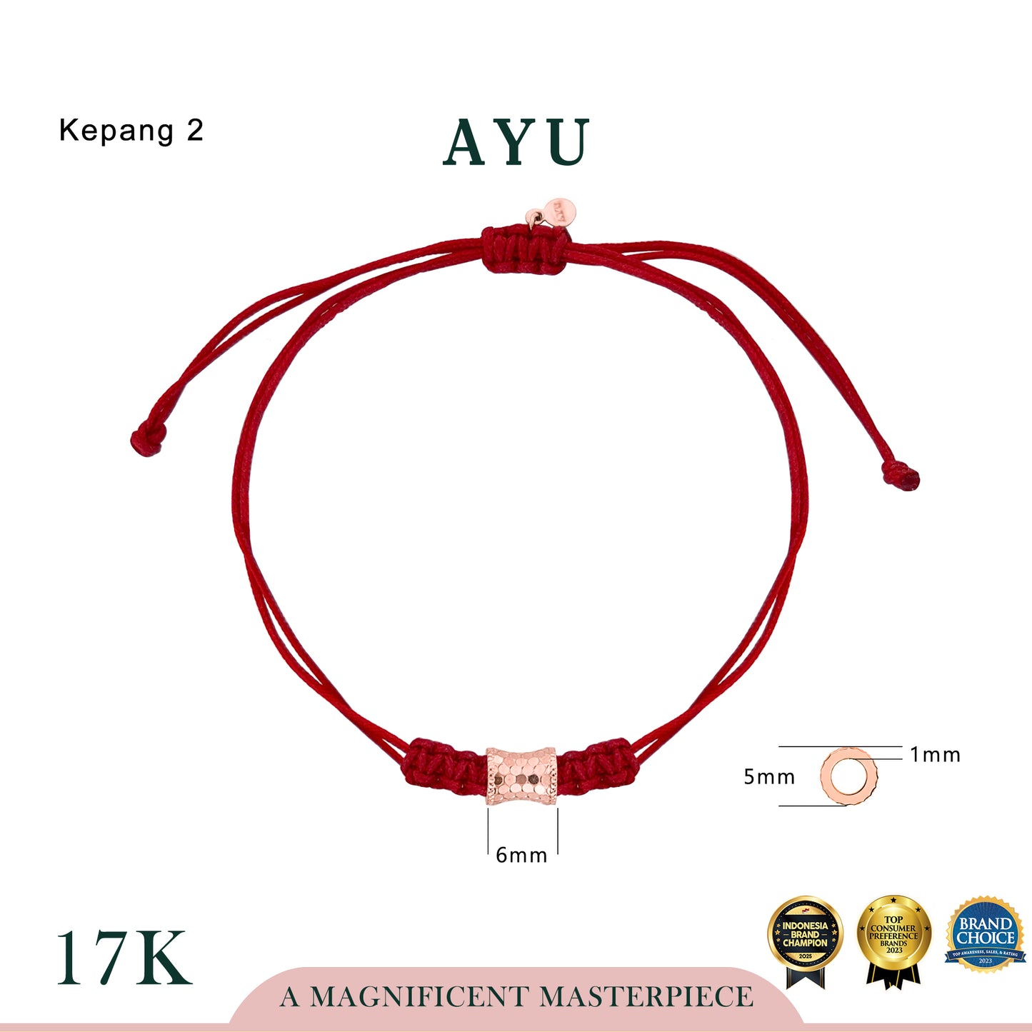 AYU Gold Bling Wheel Charm 17k Rose Gold (C)