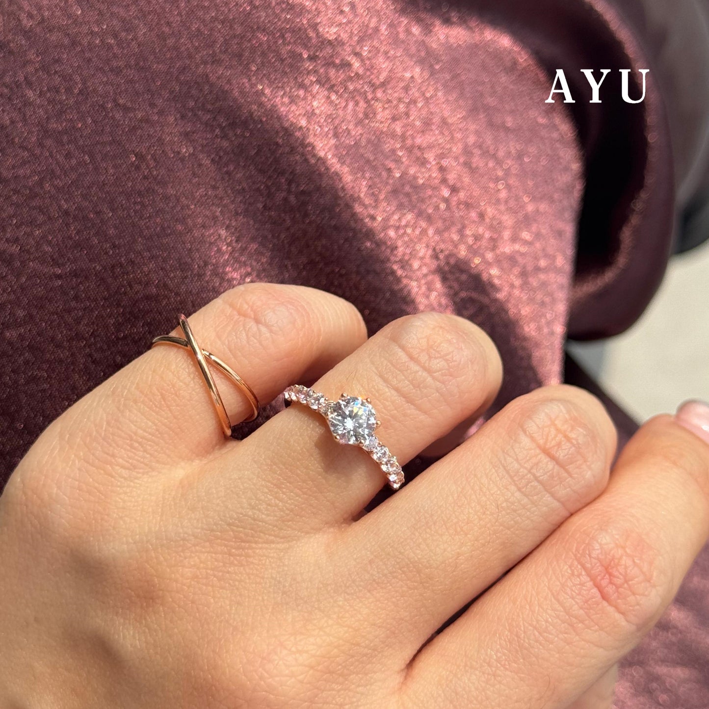AYU Cincin Emas - Baby Gigi 6 Prong Solitaire Ring 17k Rose Gold