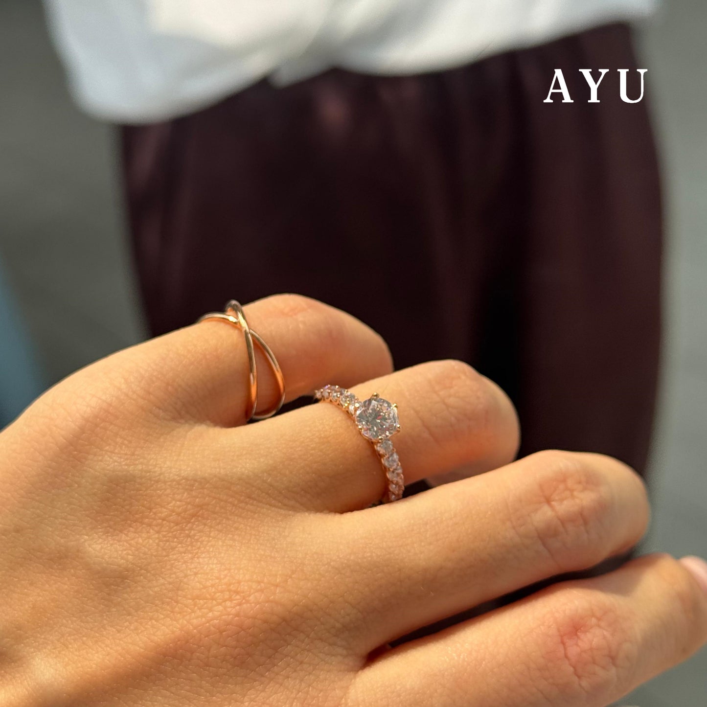 AYU Cincin Emas - Baby Gigi 6 Prong Solitaire Ring 17k Rose Gold