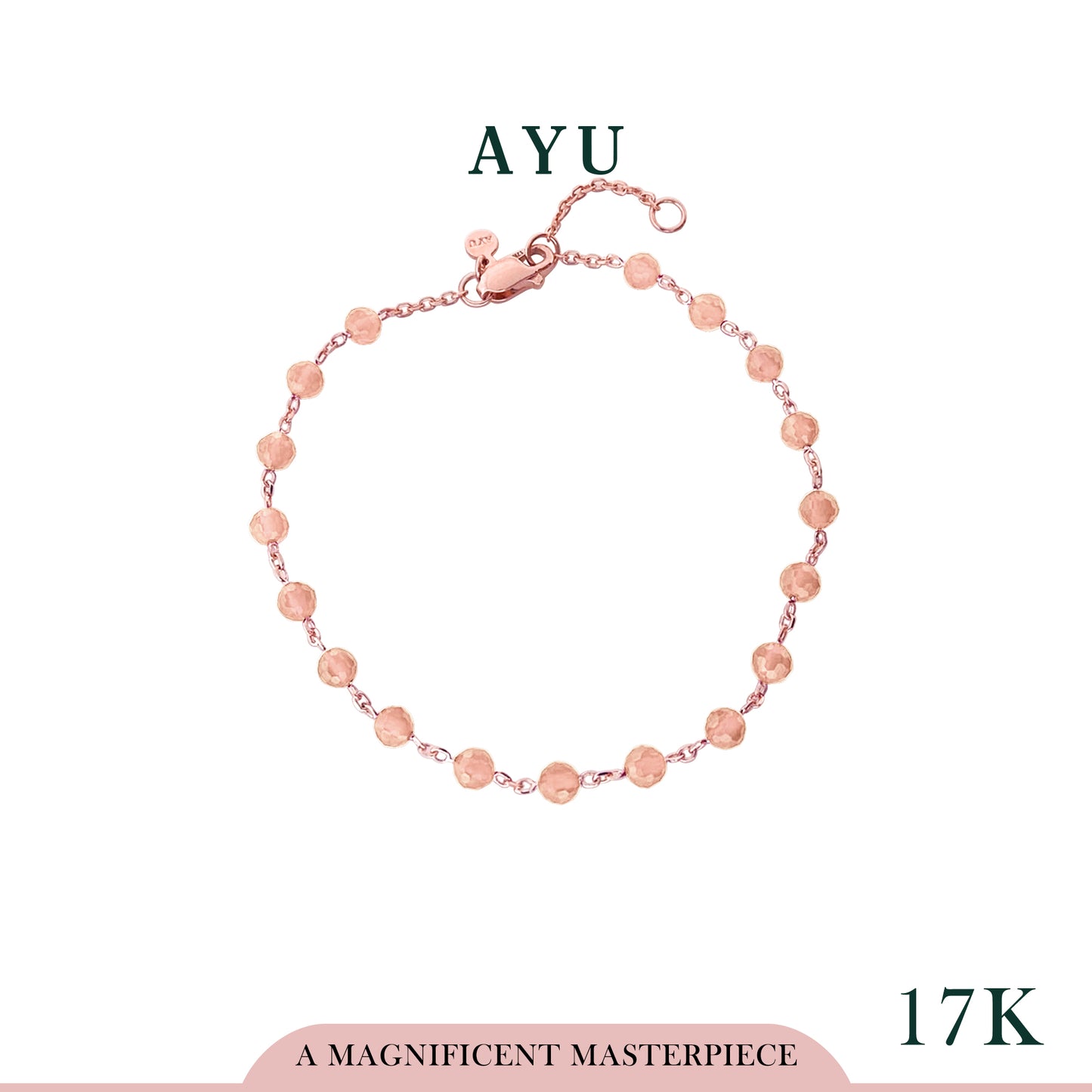 AYU Gelang Emas - Full Beads Bracelet 17k Rose Gold