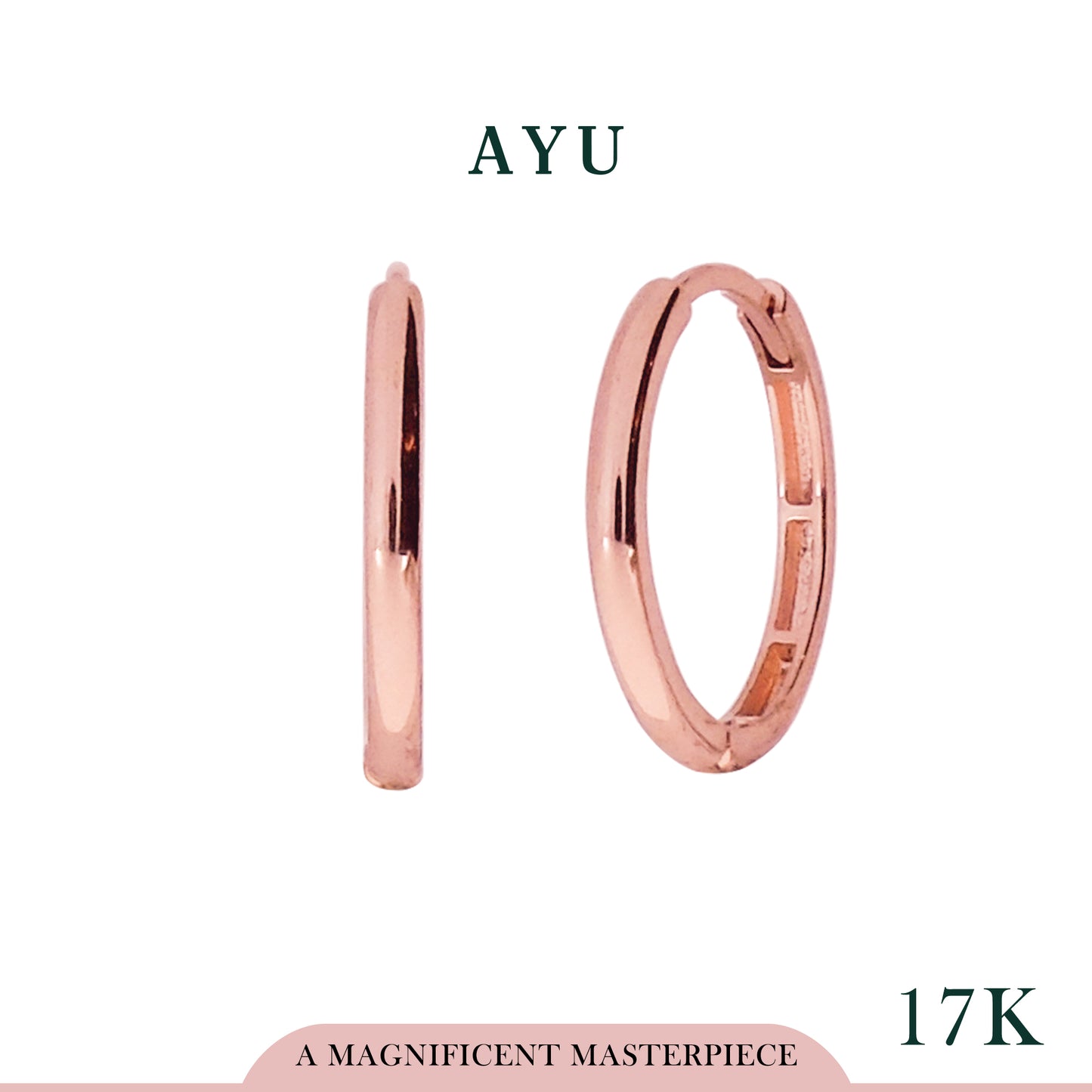 AYU Anting Emas Jepit - Doughnut Earrings 17k Rose Gold Size 14 MM