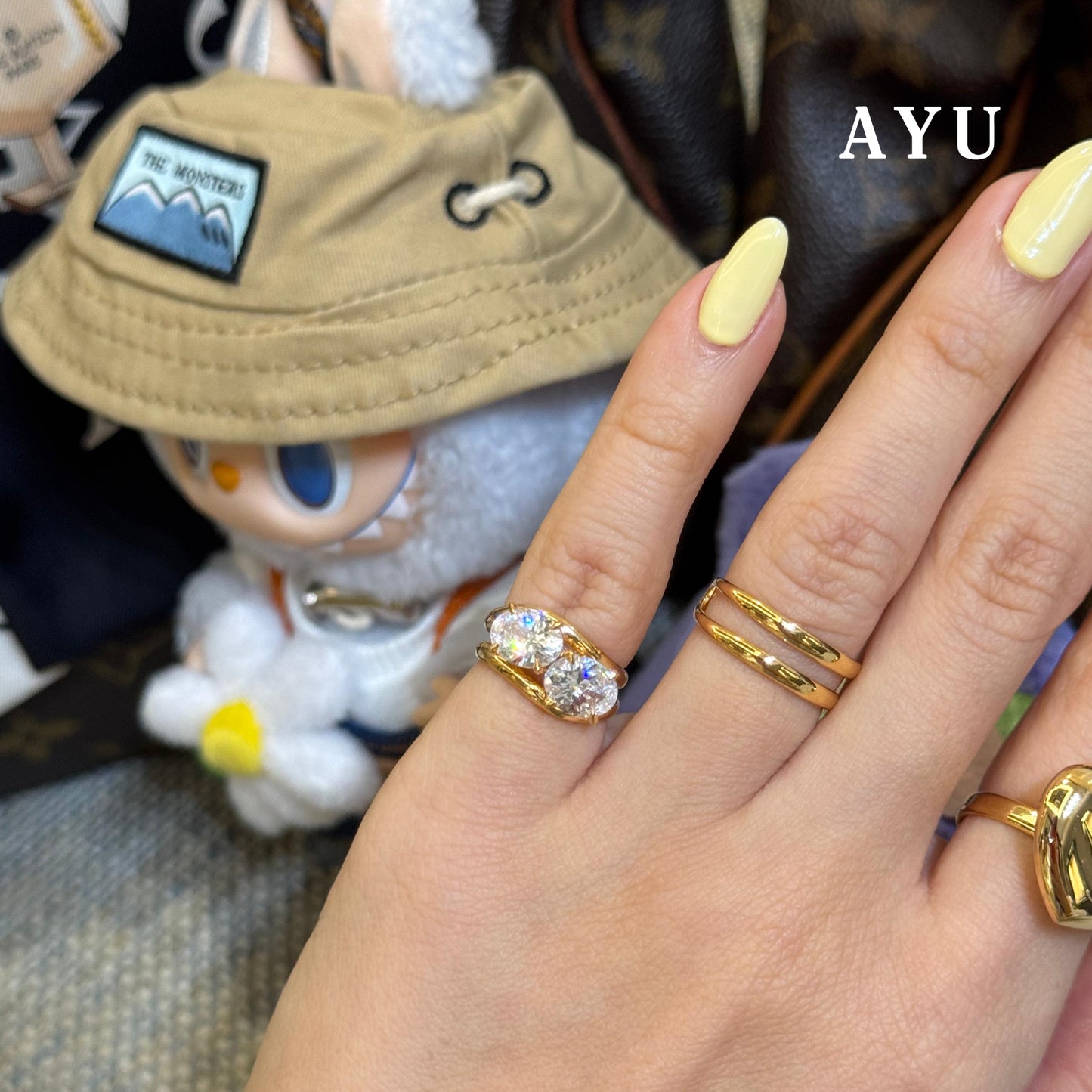 AYU Cincin Emas - Floating Oval Ring 17k Rose Gold