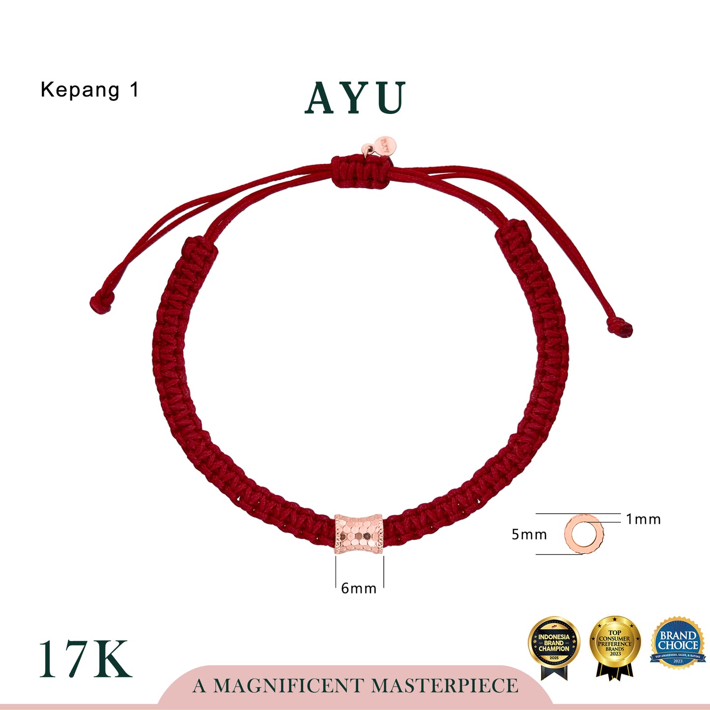 AYU Gold Bling Wheel Charm 17k Rose Gold (C)