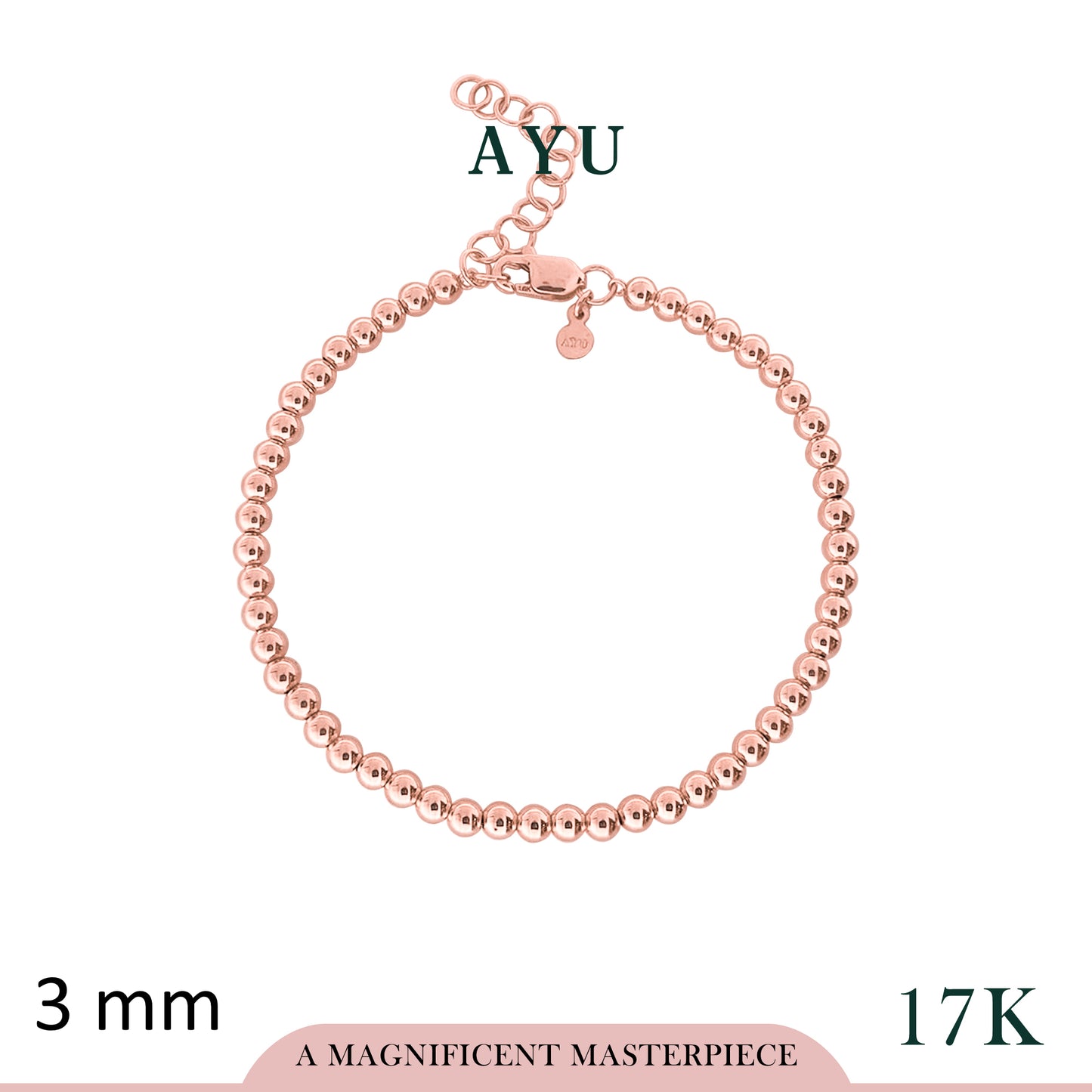 AYU Gelang Emas - Gold Boba Bracelet 17k Rose Gold