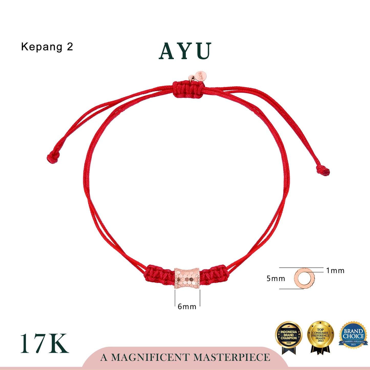 AYU Gold Bling Wheel Charm 17k Rose Gold (C)