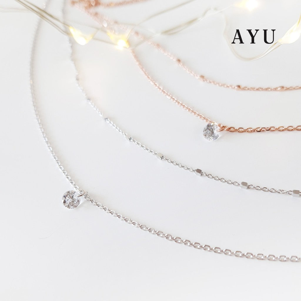 AYU Kalung Emas - Candy Pop Double Chain Necklace 17K White Gold