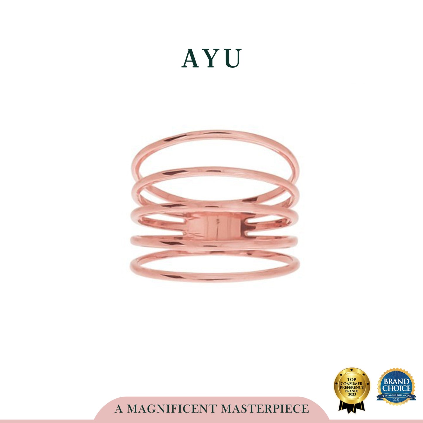 AYU Cincin Emas - 5 Gold Stack Ring 17K Rose Gold