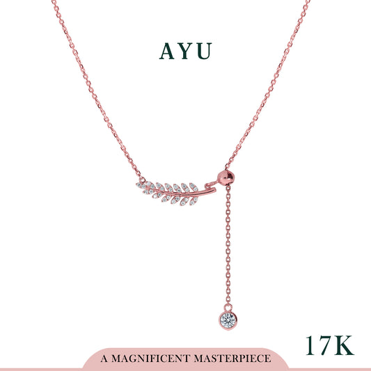 AYU Angel Vine Adjustable Lariat Necklace 17k Rose Gold