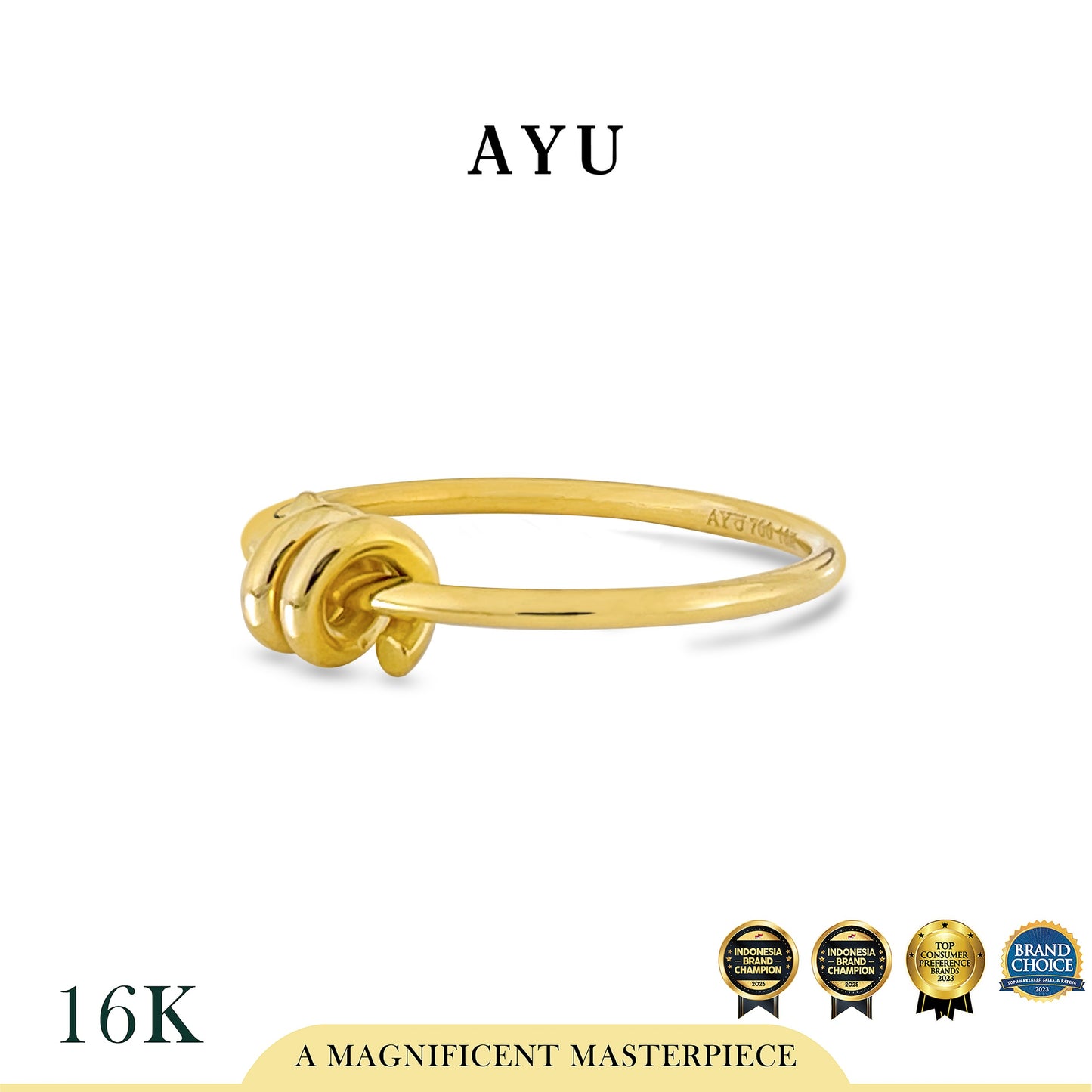 AYU Cincin Emas - Coily Knot Ring 16k Yellow Gold