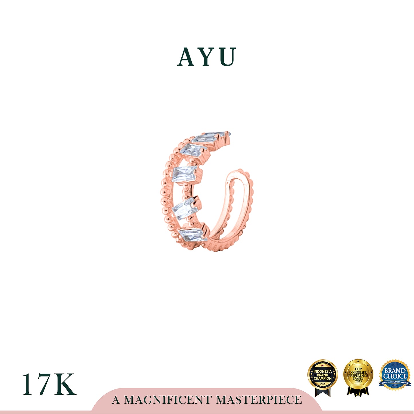 AYU Anting Emas - Double Stack Earcuff 17k Rose Gold