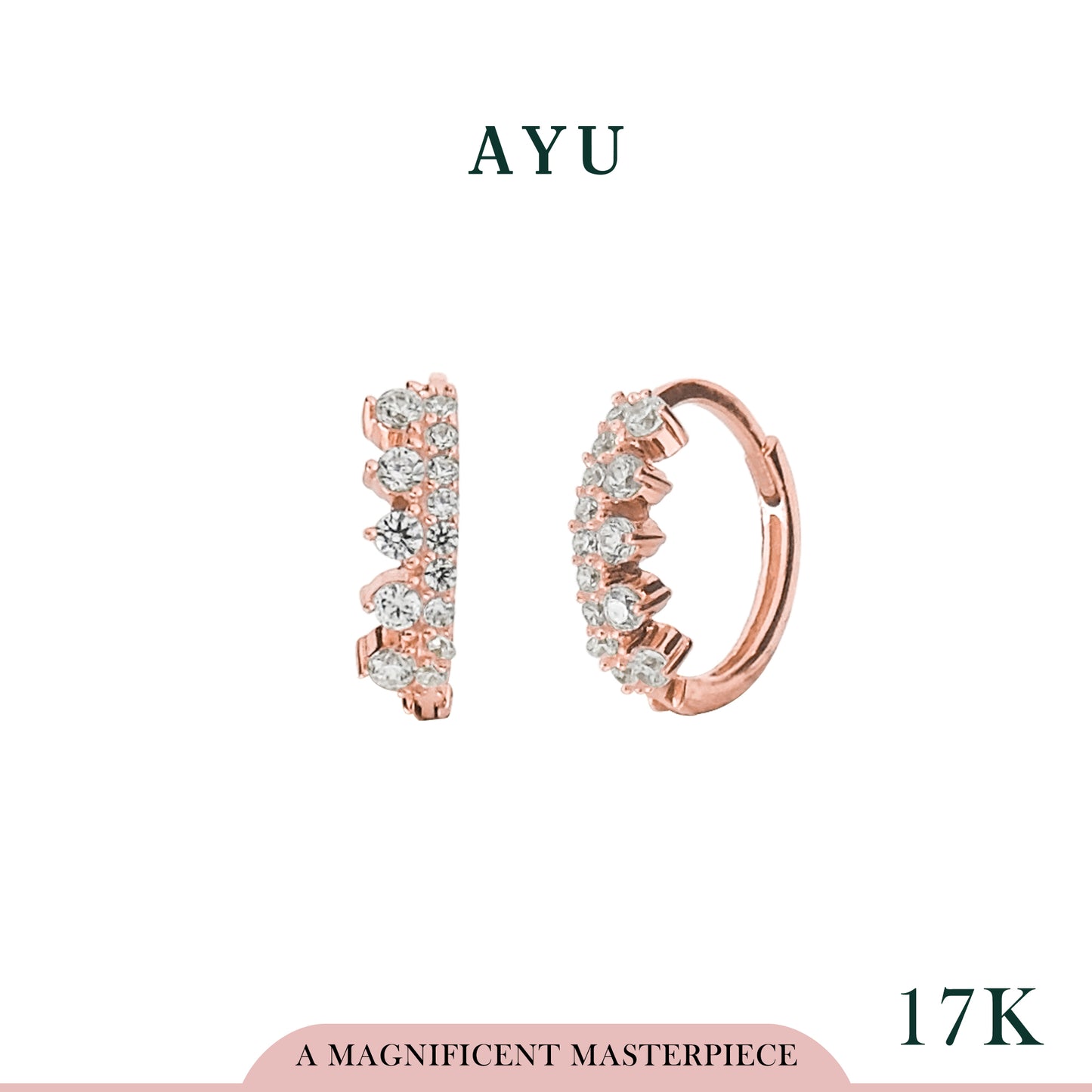 AYU Anting Emas Jepit - Double Row Doughnut Earrings 17k Rose Gold