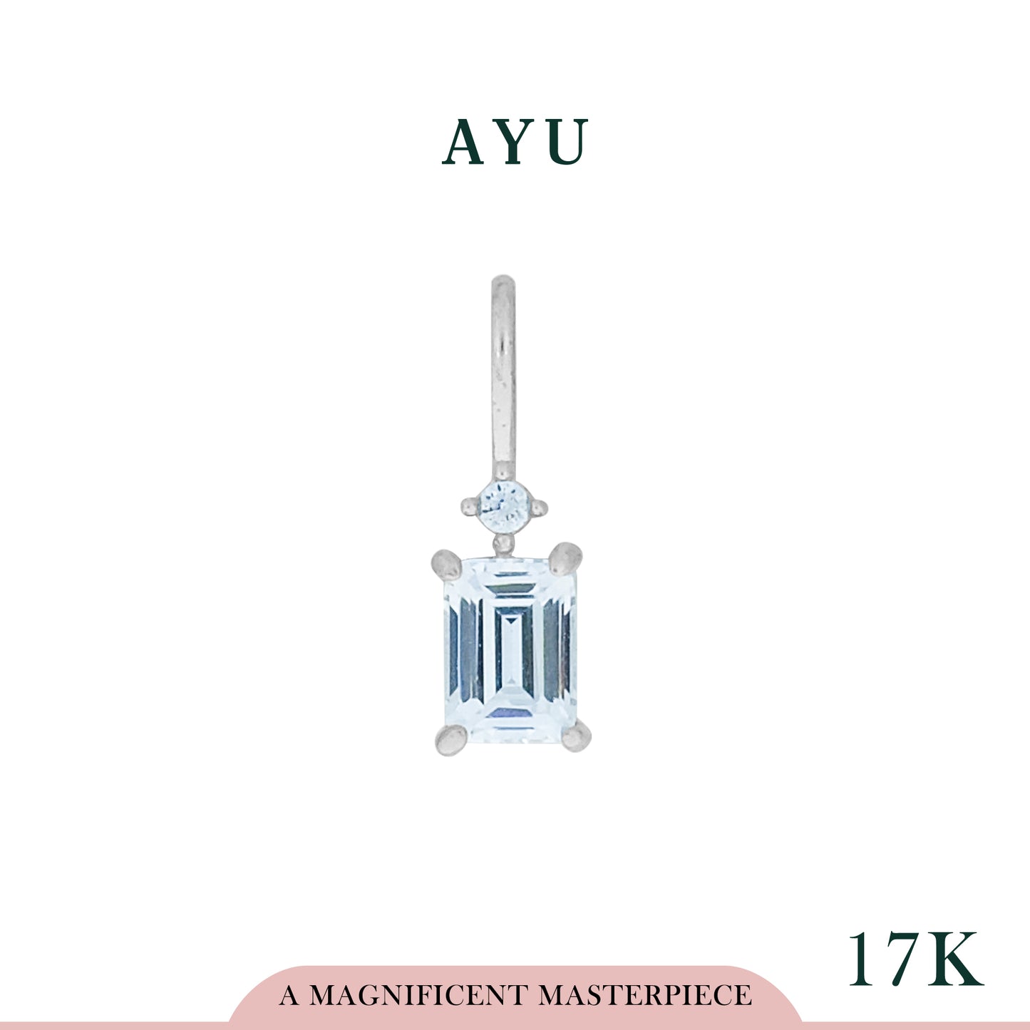 AYU Liontin Emas - Emerald Solitaire Pendant 17K White Gold