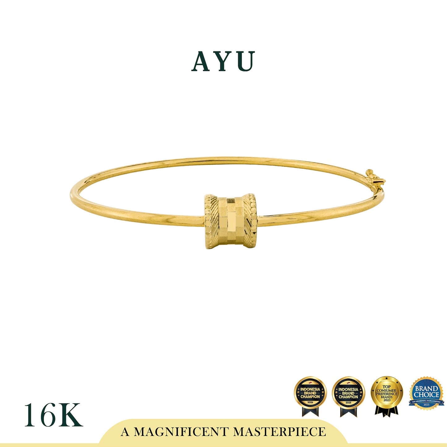 AYU Gelang Emas - Gold Bling Wheel Wire Bangle #1 16k Yellow Gold