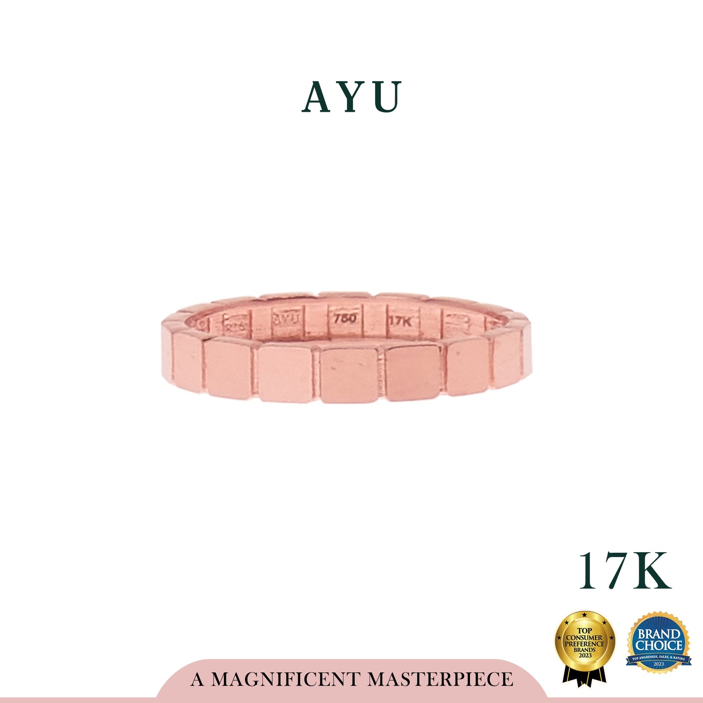 AYU Cincin Emas - Gold Chocolate Bling Stack 17K Rose Gold
