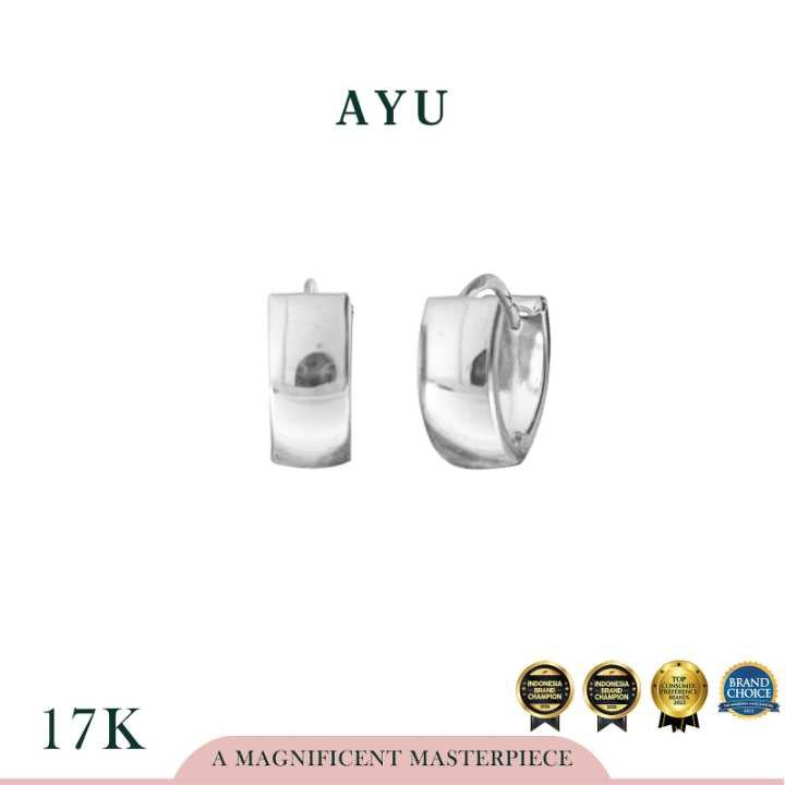 AYU Anting Emas - Gold Cut Doughnut 2 Earrings 17k White Gold