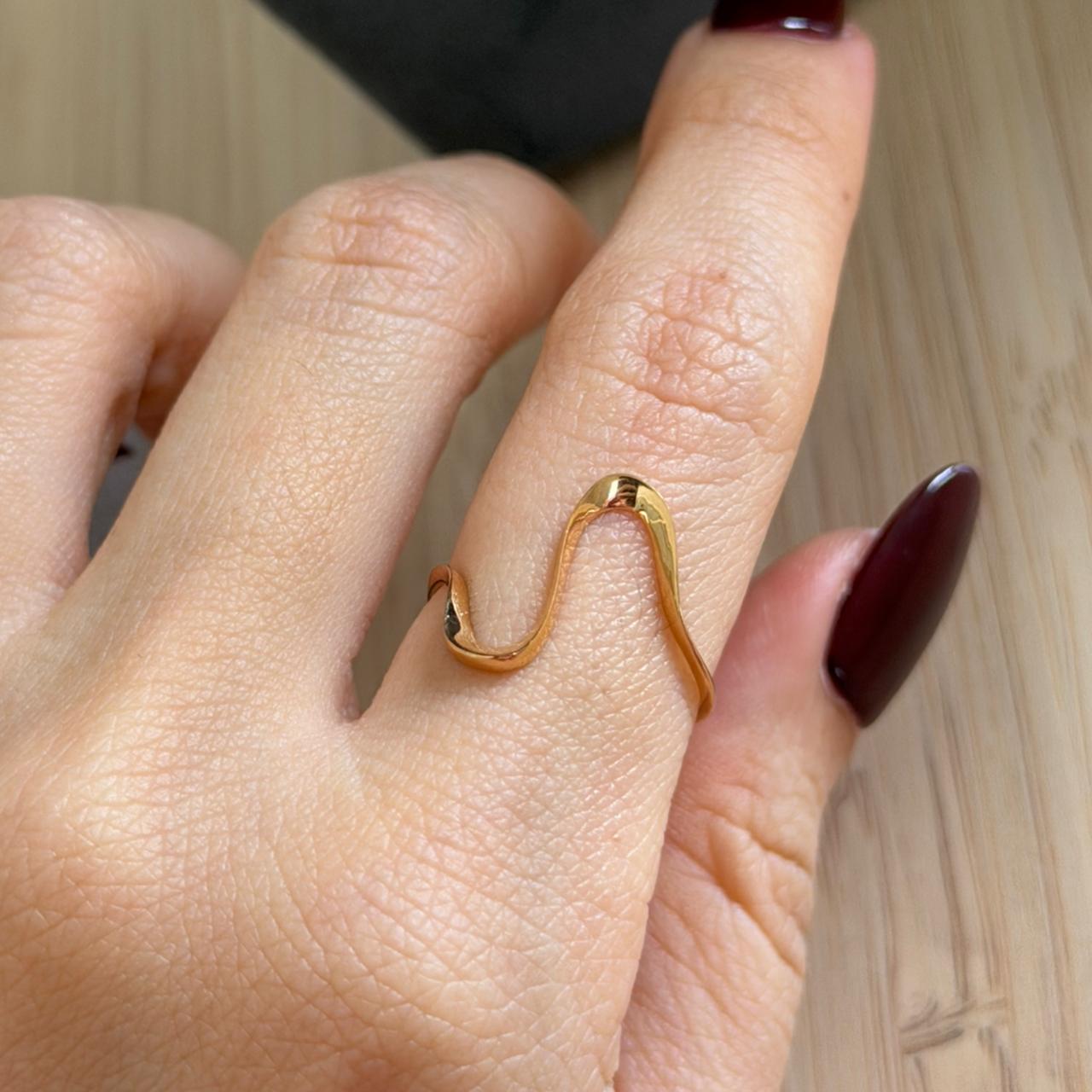 AYU Cincin Emas - Gold Swaying Wave Ring 16k Yellow Gold