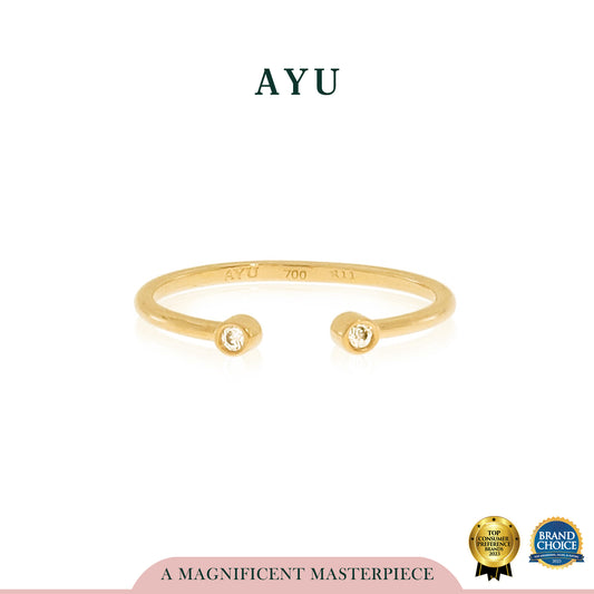 AYU Cincin Emas - Mini Bezel Open Ring 16K Yellow Gold