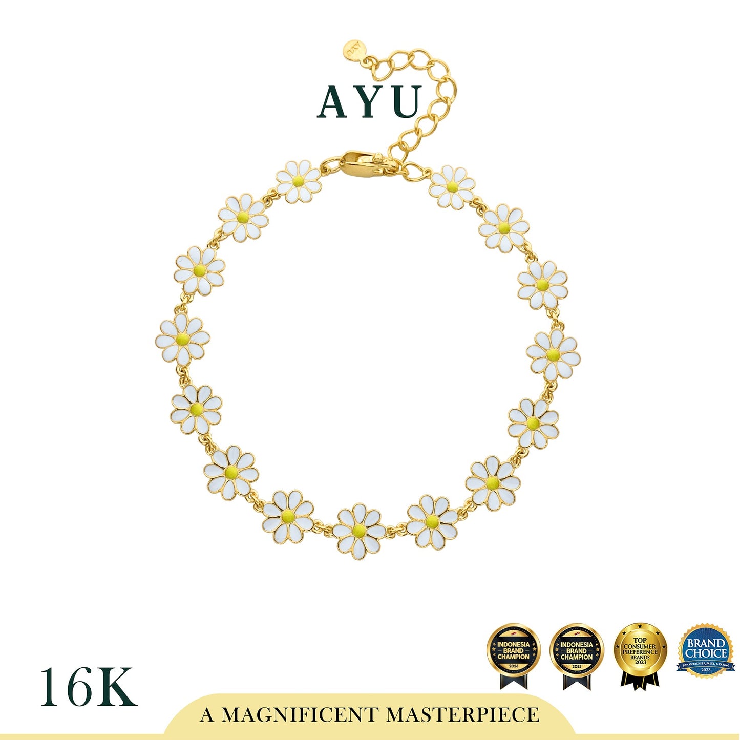AYU Gelang Emas - Small Daisy Darling Eternity Bracelet 16k Yellow Gold