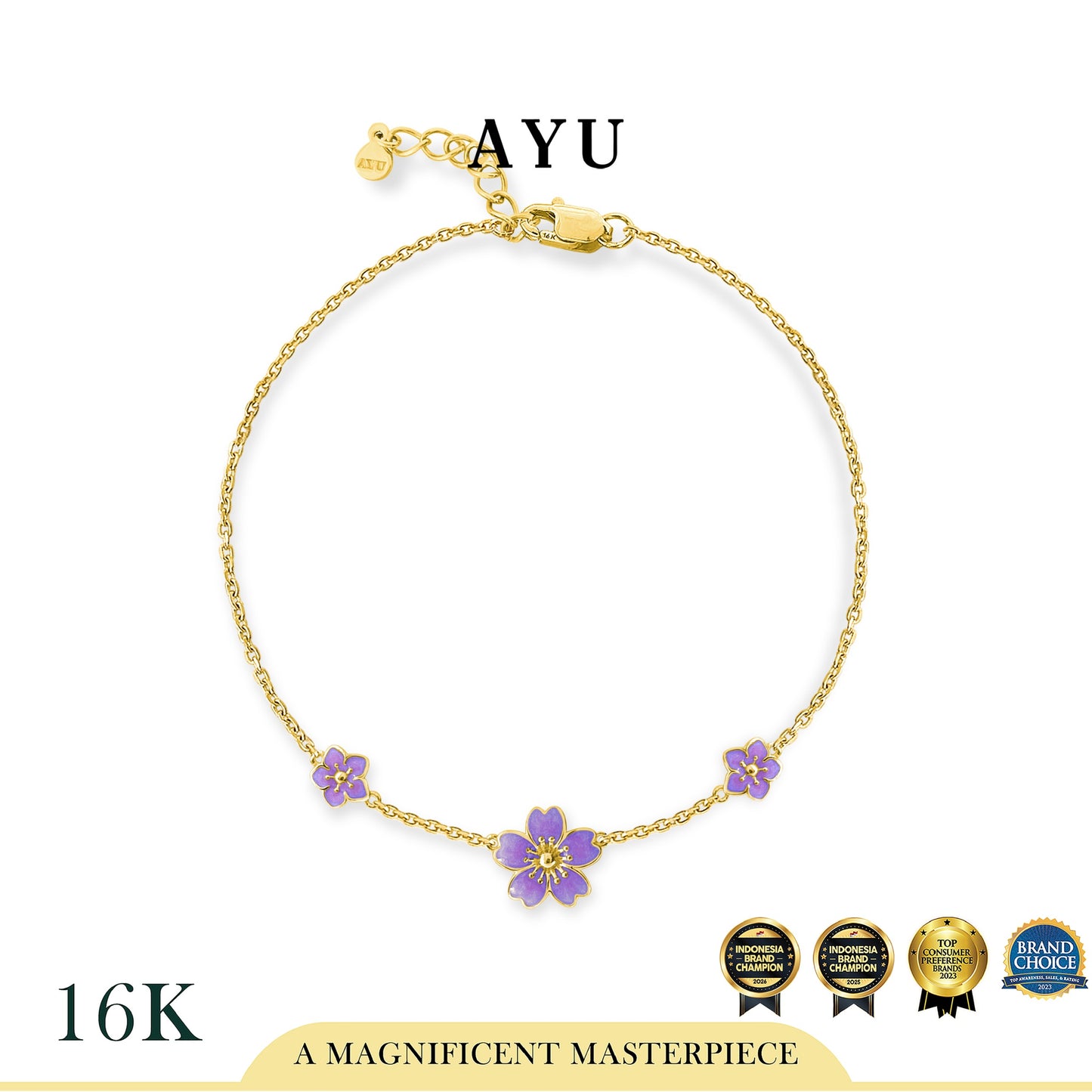 AYU Gelang Emas - Spring Sakura Bracelet 16k Yellow Gold